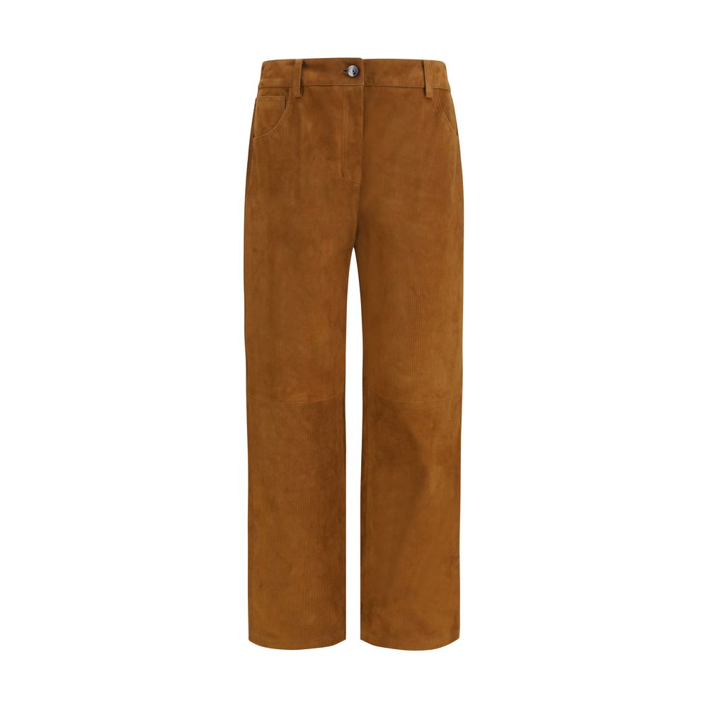 Magda Butrym Brown Lambskin Women's Pants
