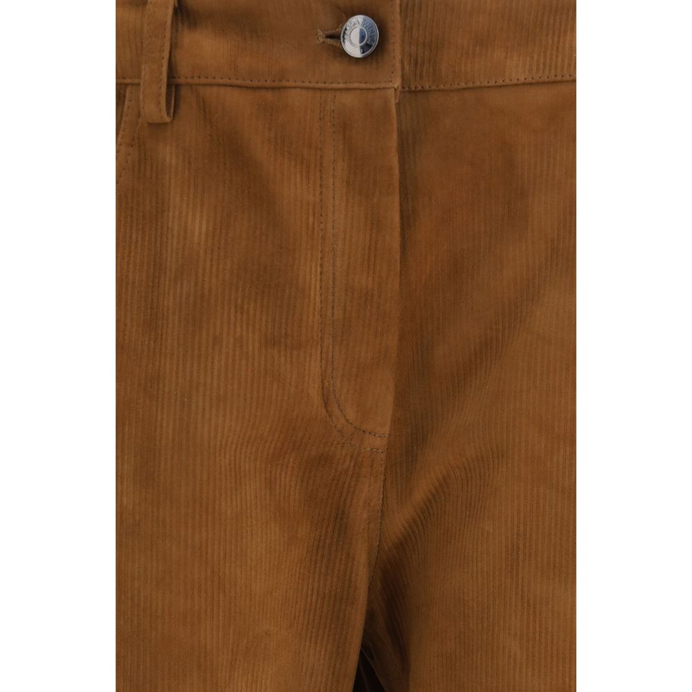 Magda Butrym Brown Lambskin Women's Pants