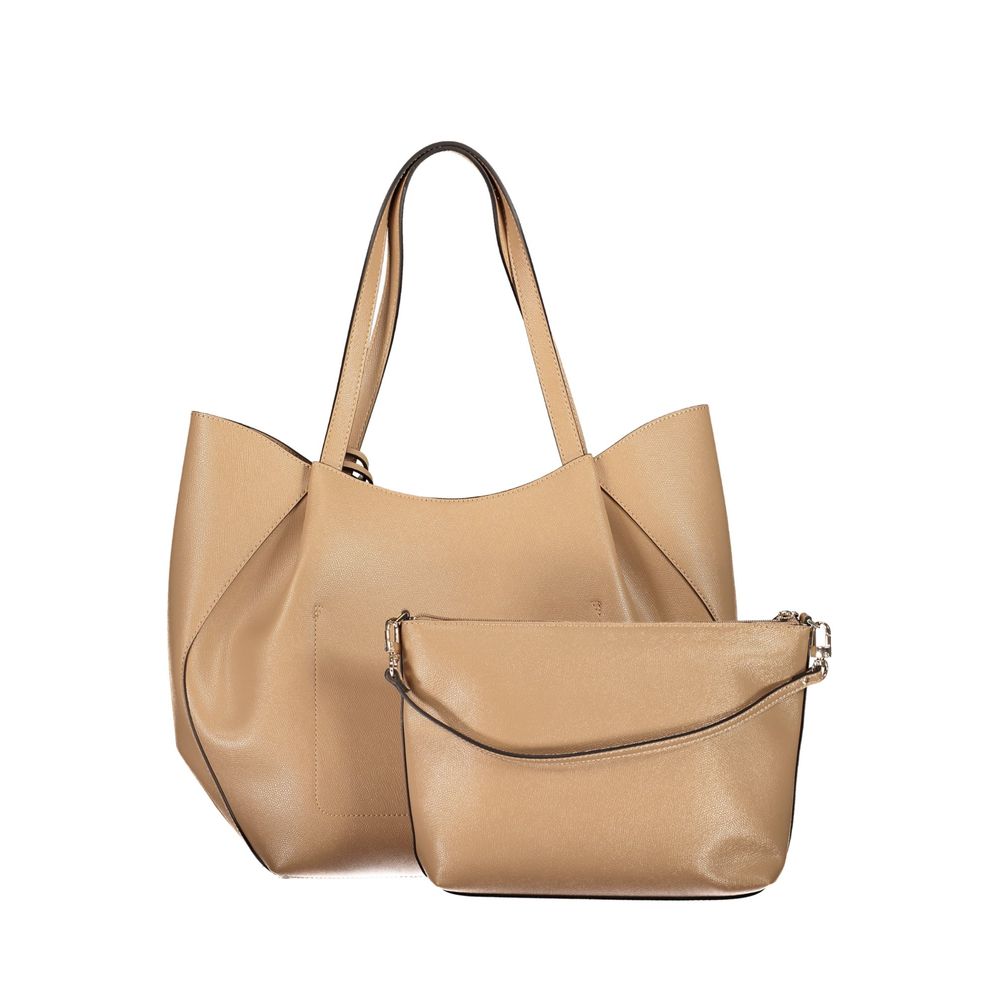 Guess Jeans Beige Polyurethane Women's Bag with Shoulder Women's Handles
