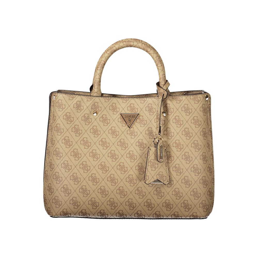 Guess Jeans Beige Leather Women's Bag with Handles and Shoulder Women's Strap
