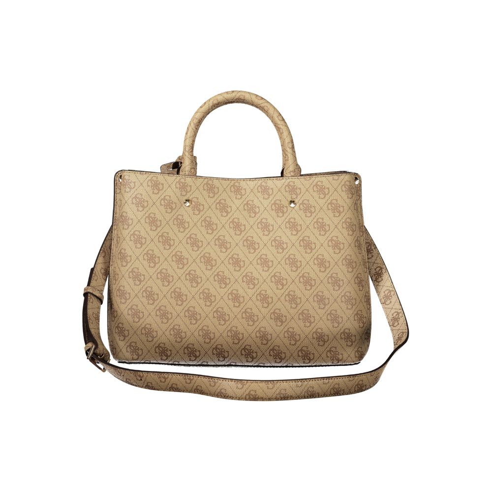Guess Jeans Beige Leather Women's Bag with Handles and Shoulder Women's Strap