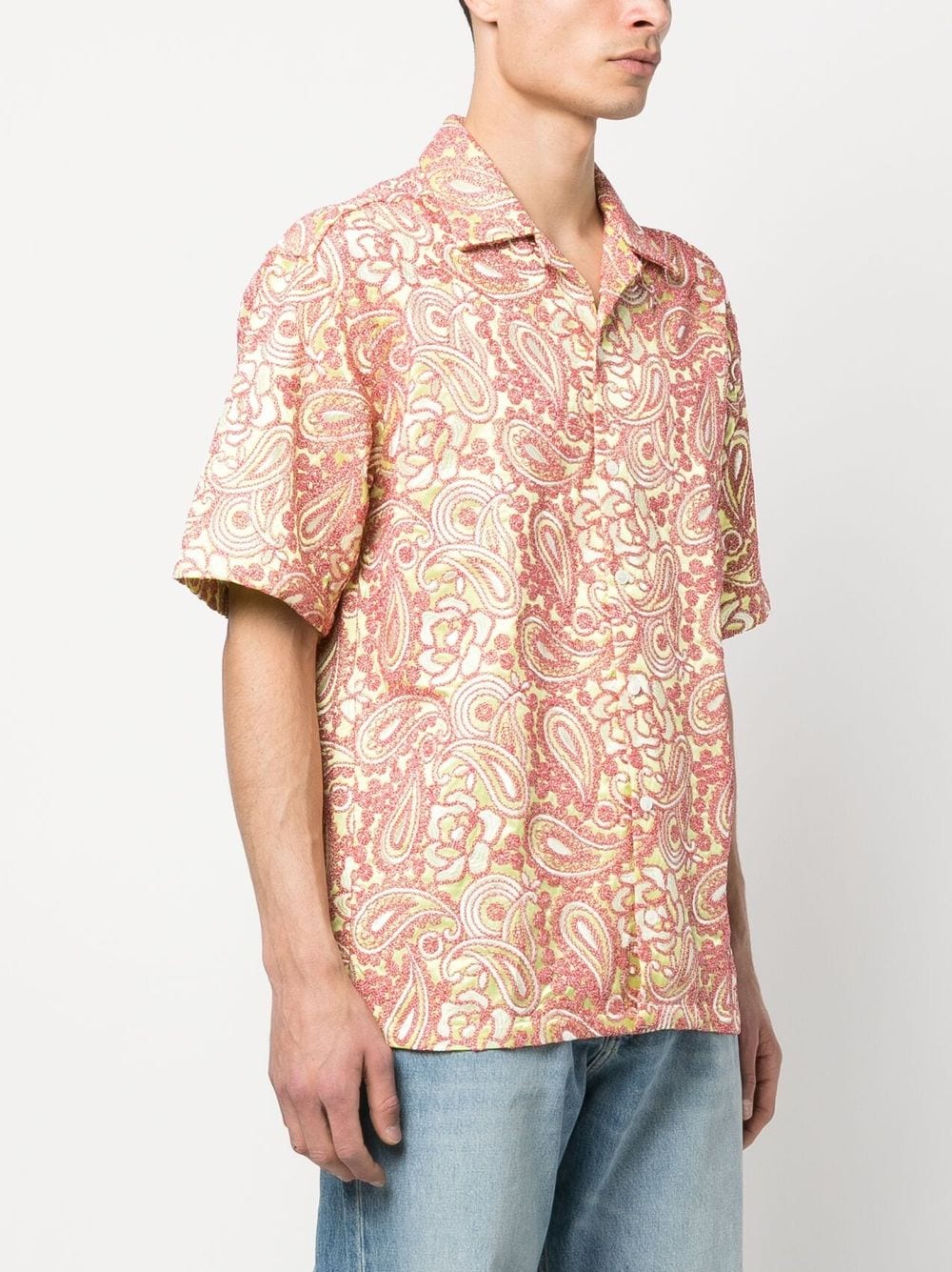 Bluemarble Men's Short Sleeve Embroidered Shirt