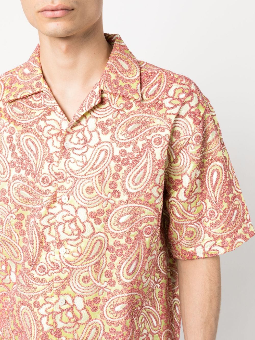 Bluemarble Men's Short Sleeve Embroidered Shirt