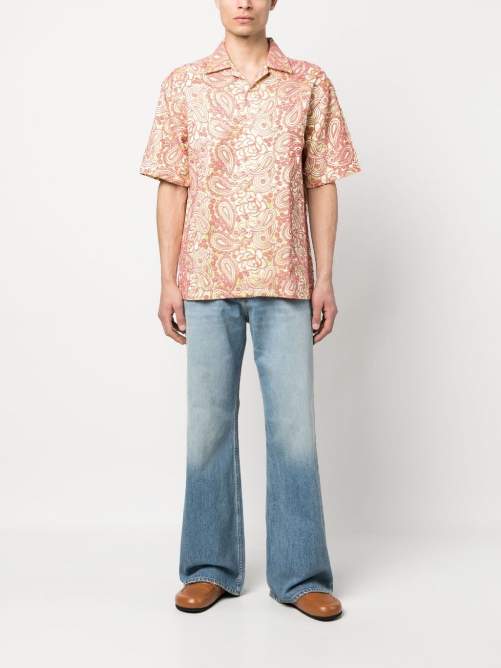 Bluemarble Men's Short Sleeve Embroidered Shirt