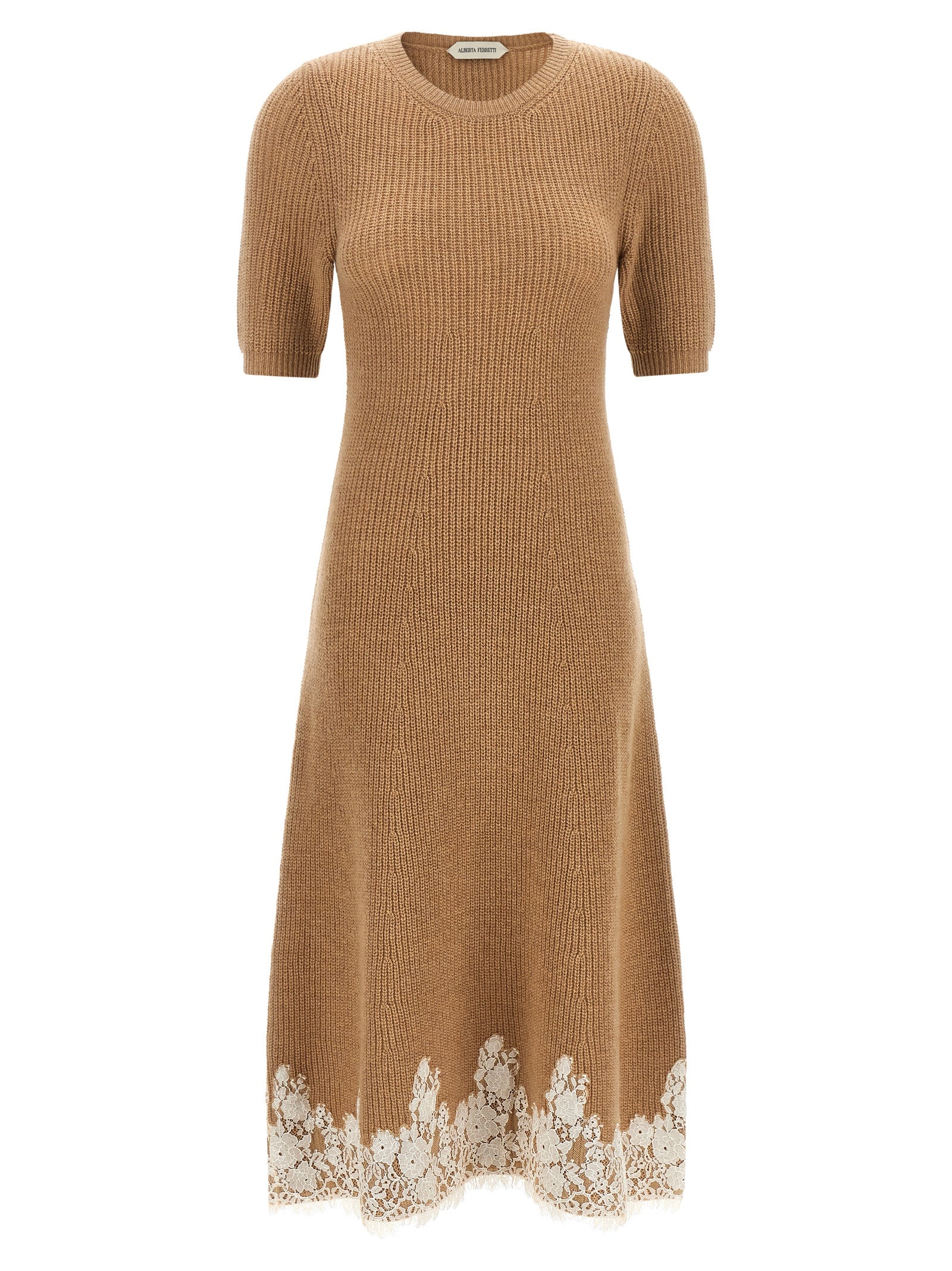 Alberta Ferretti Brown Cashmere Midi Women's Dress