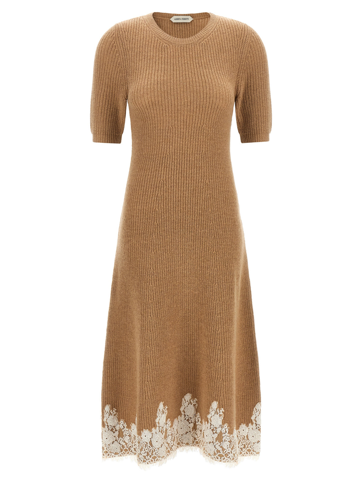Alberta Ferretti Brown Cashmere Midi Women's Dress