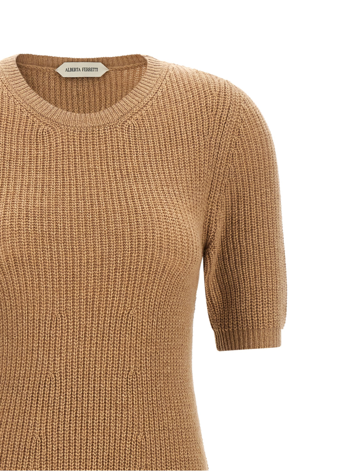 Alberta Ferretti Brown Cashmere Midi Women's Dress