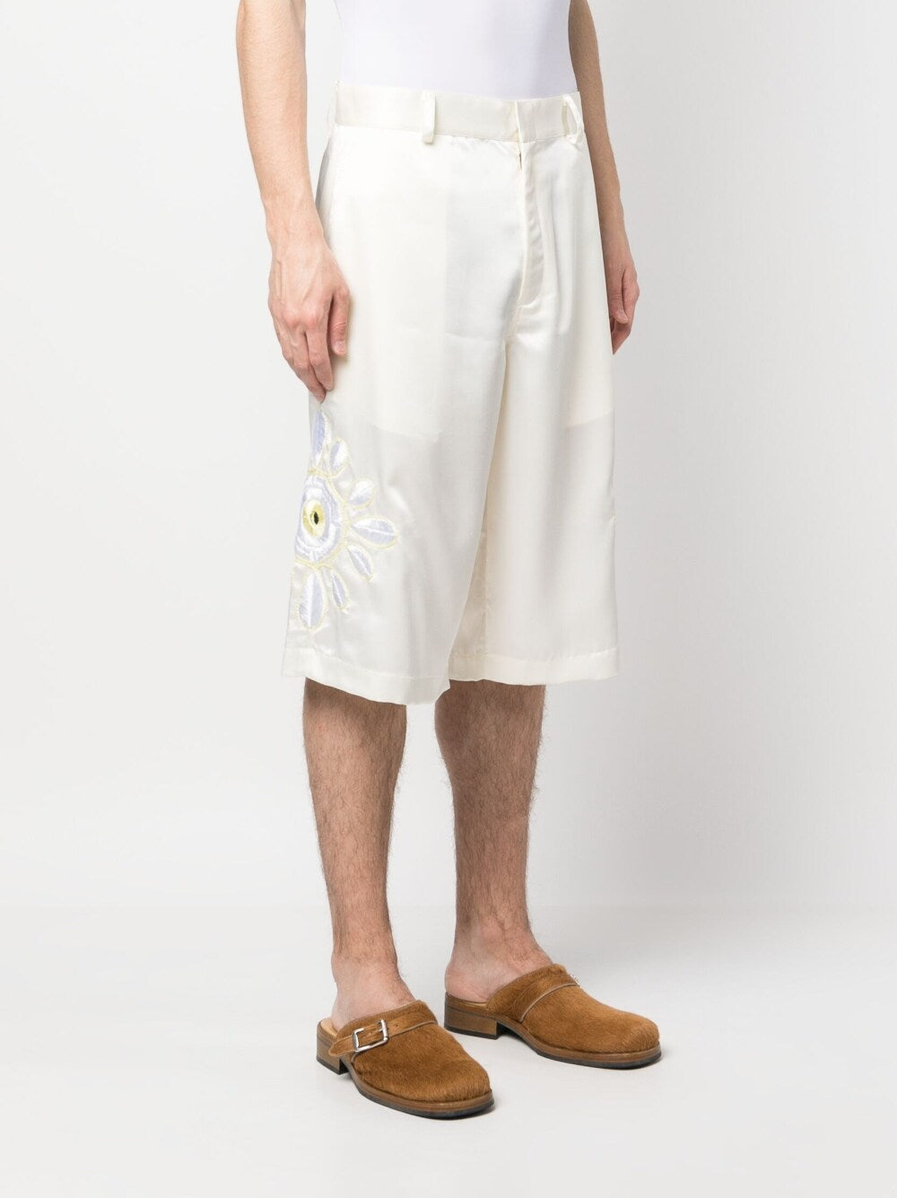 Bluemarble Men's Embroidered Flowers Shorts