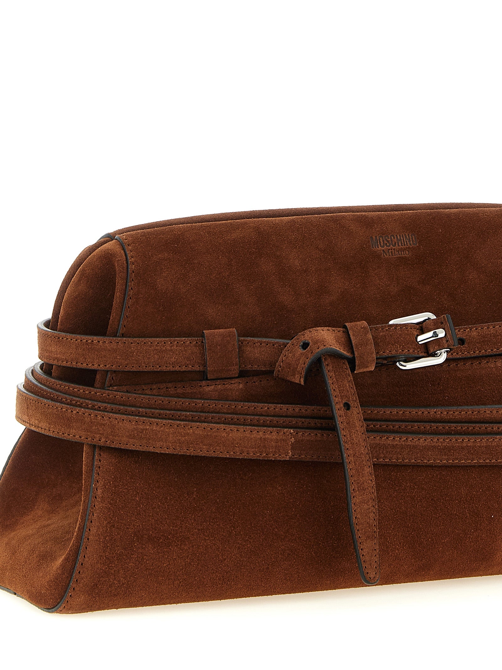 Moschino Brown Calfskin Clutch Women's Bag