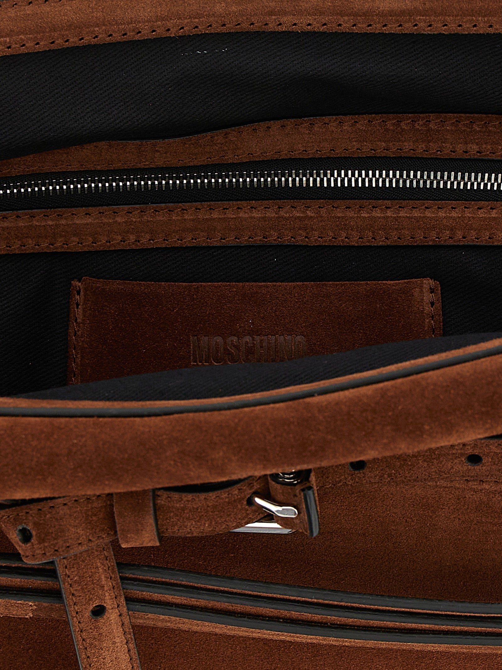 Moschino Brown Calfskin Clutch Women's Bag