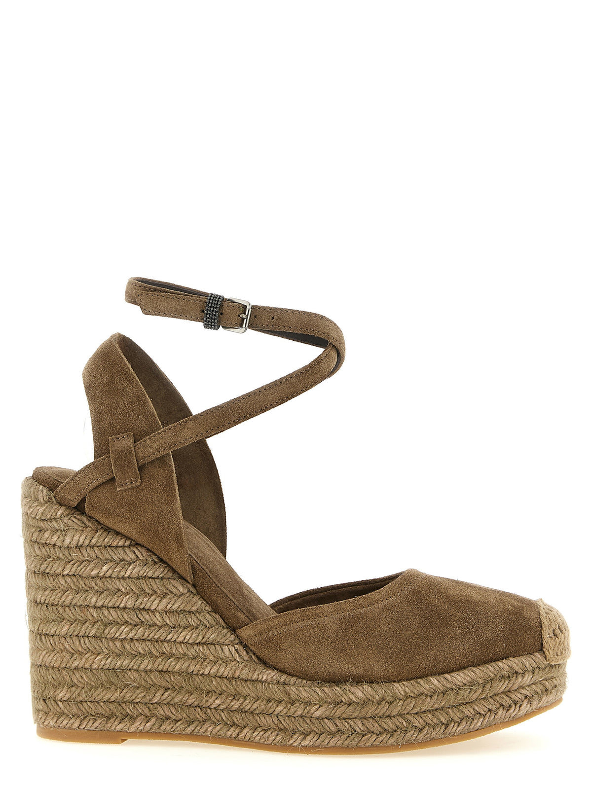 Brunello Cucinelli Brown Calfskin Wedge Women's Sandals