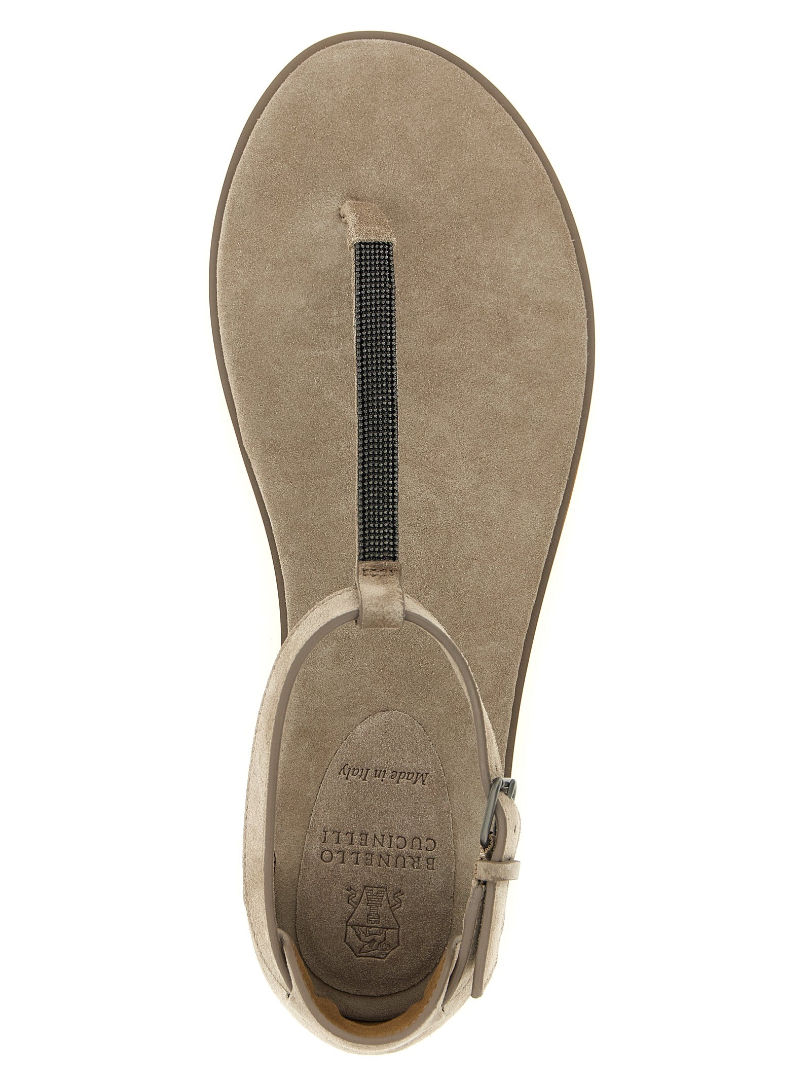 Brunello Cucinelli Beige Calfskin Flat Women's Sandals
