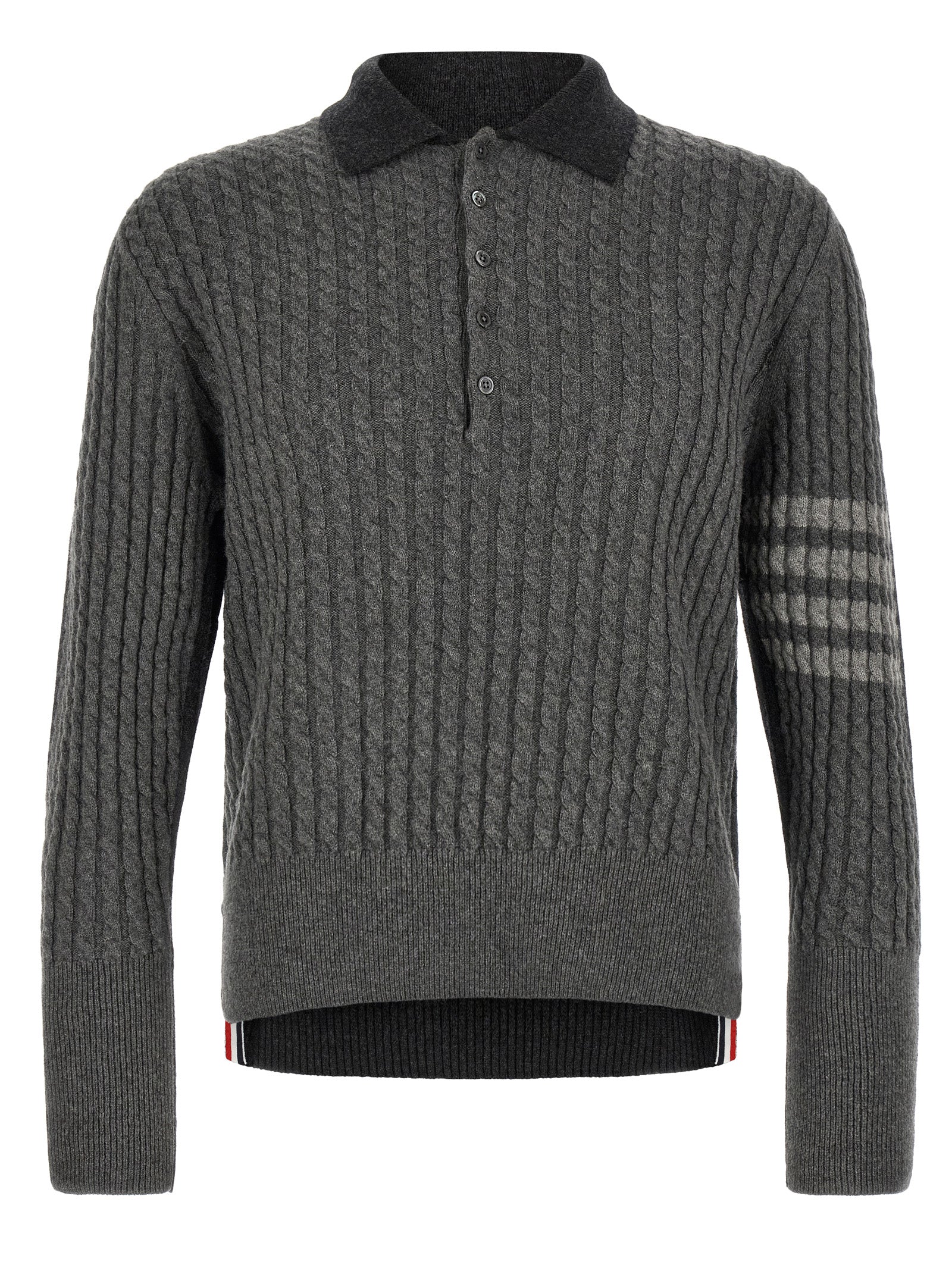 Thom Browne Gray Virgin Wool Polo Men's Shirt