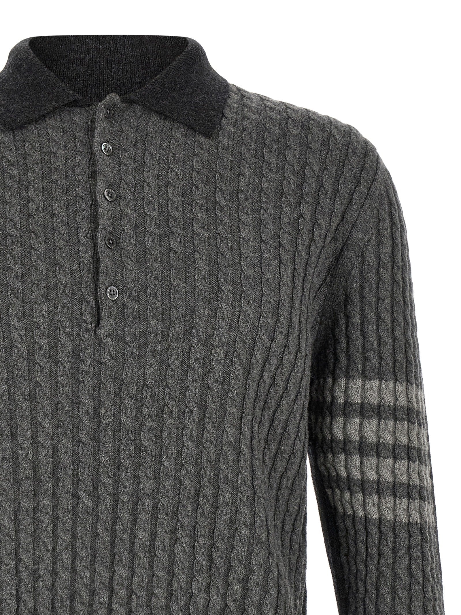 Thom Browne Gray Virgin Wool Polo Men's Shirt