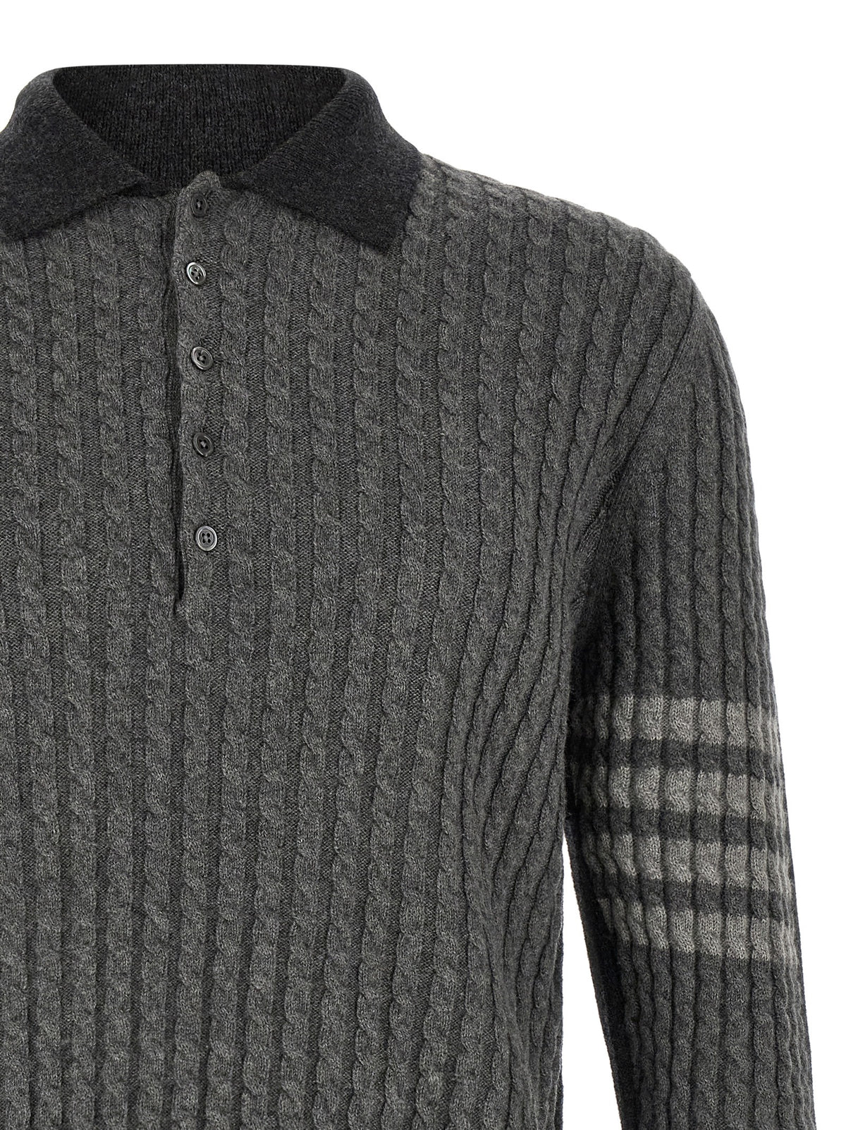 Thom Browne Gray Virgin Wool Polo Men's Shirt