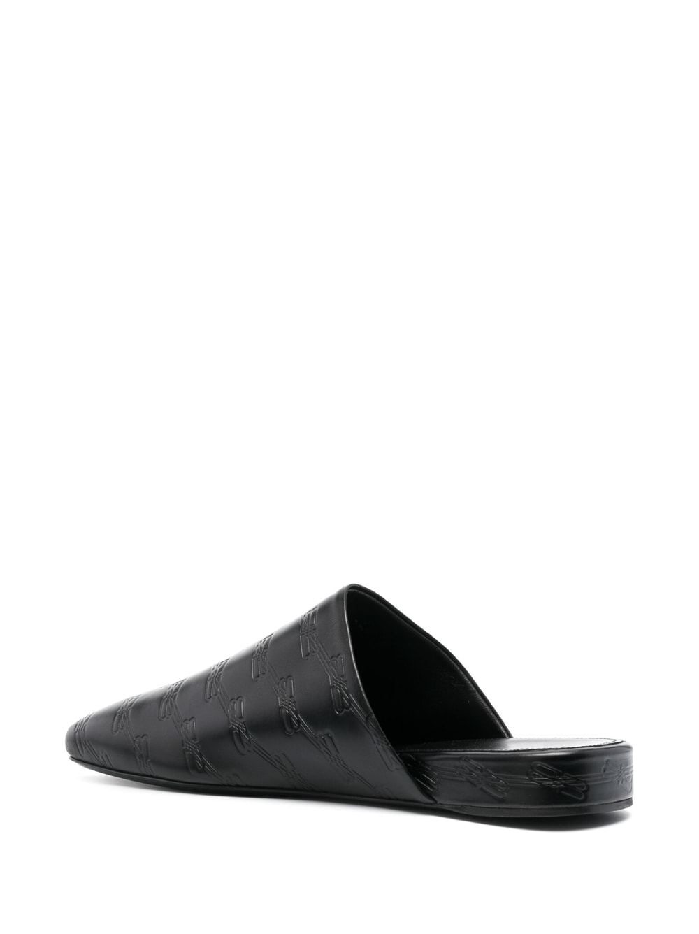 Balenciaga Men's Debossed-Logo Leather Mules