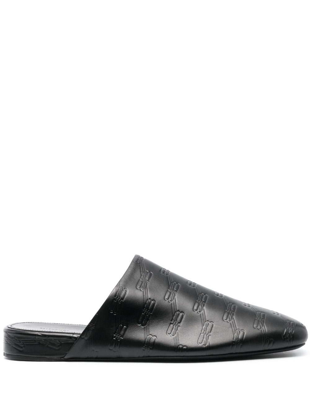 Balenciaga Men's Debossed-Logo Leather Mules