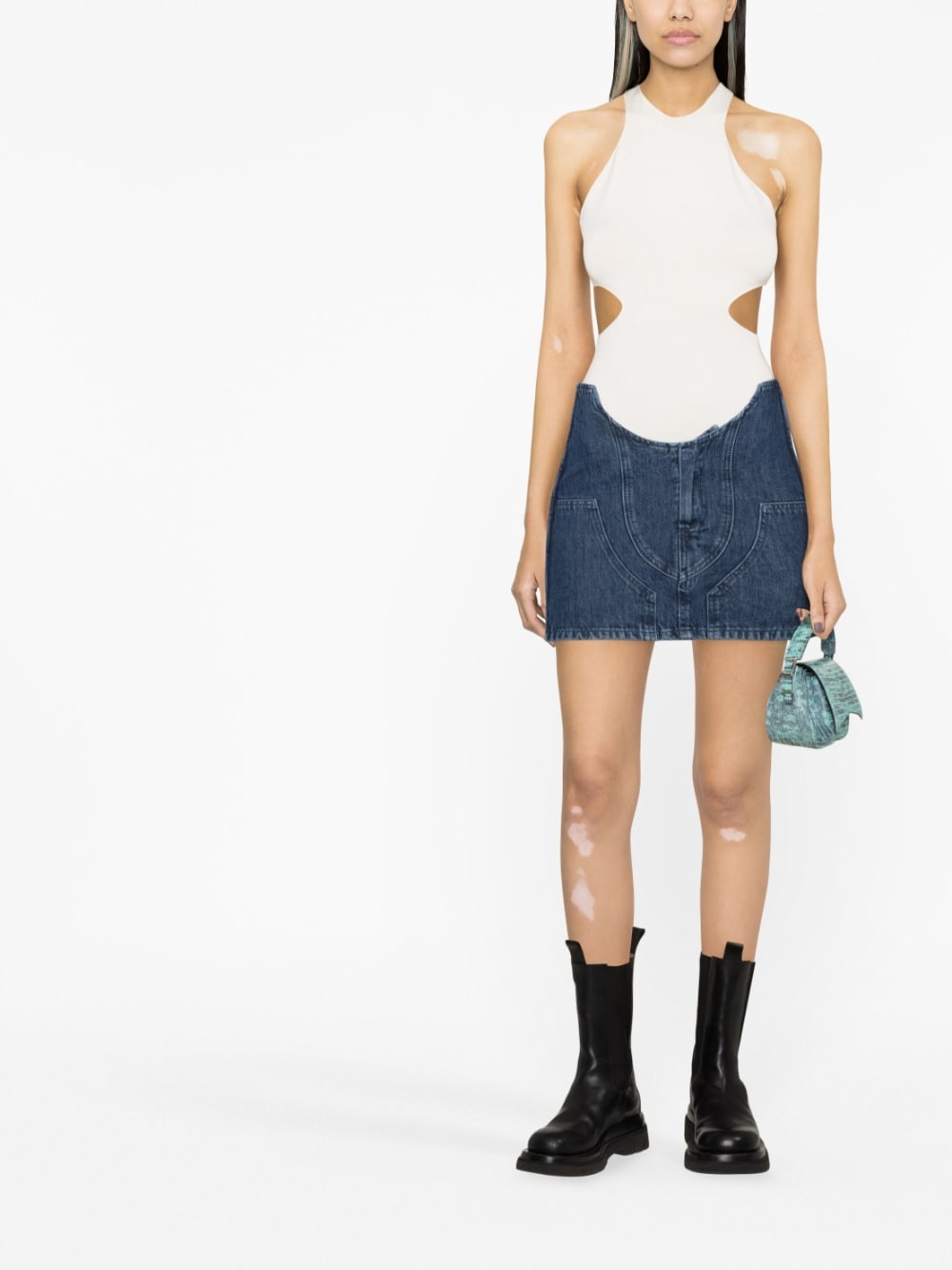 Off White Women's Denim Mini Skirt