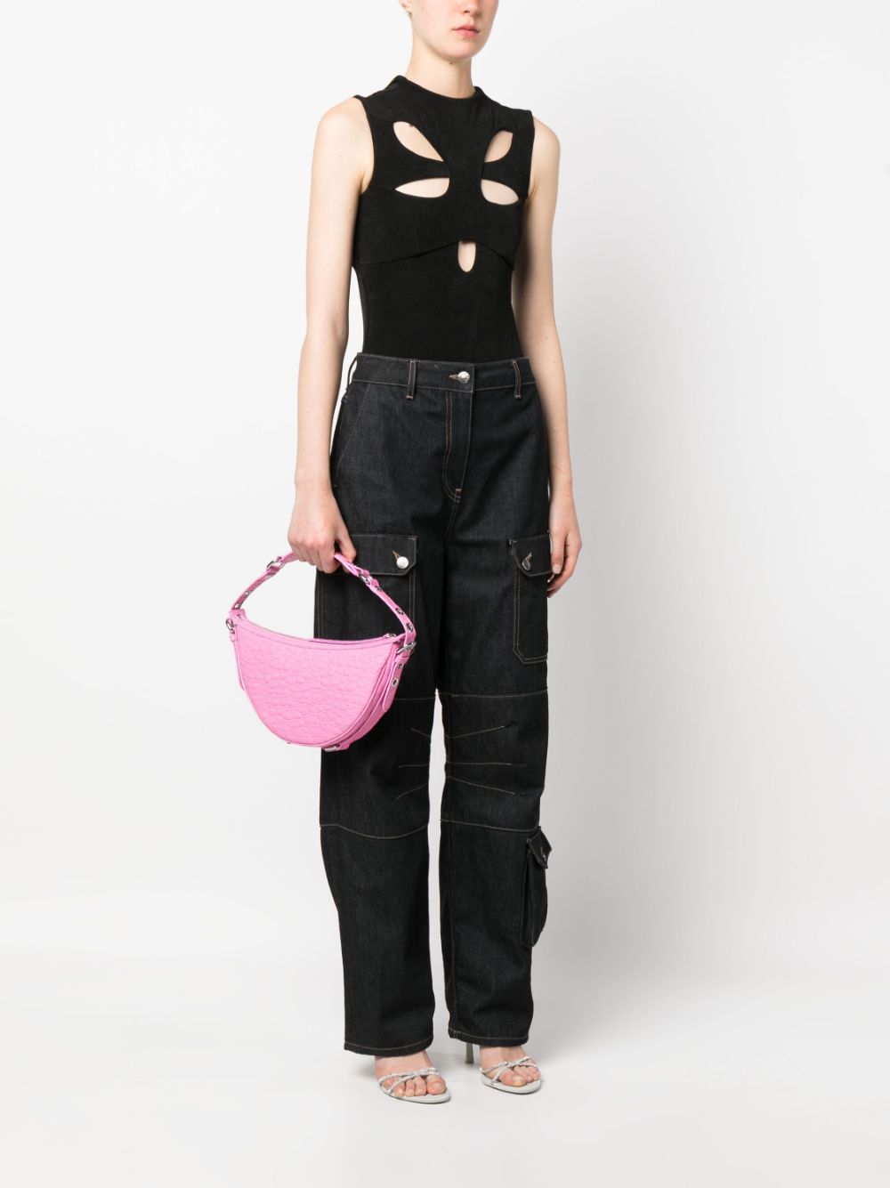 By Far Women's Gib Embossed Crocodile-Effect Shoulder Bag