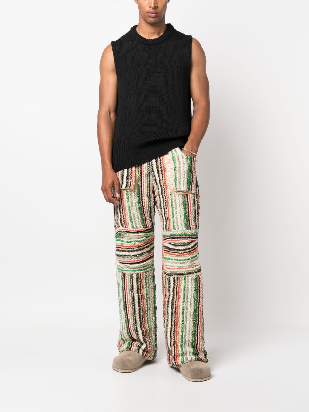Vitelli Men's Patched Cotton Blend Wool Trousers