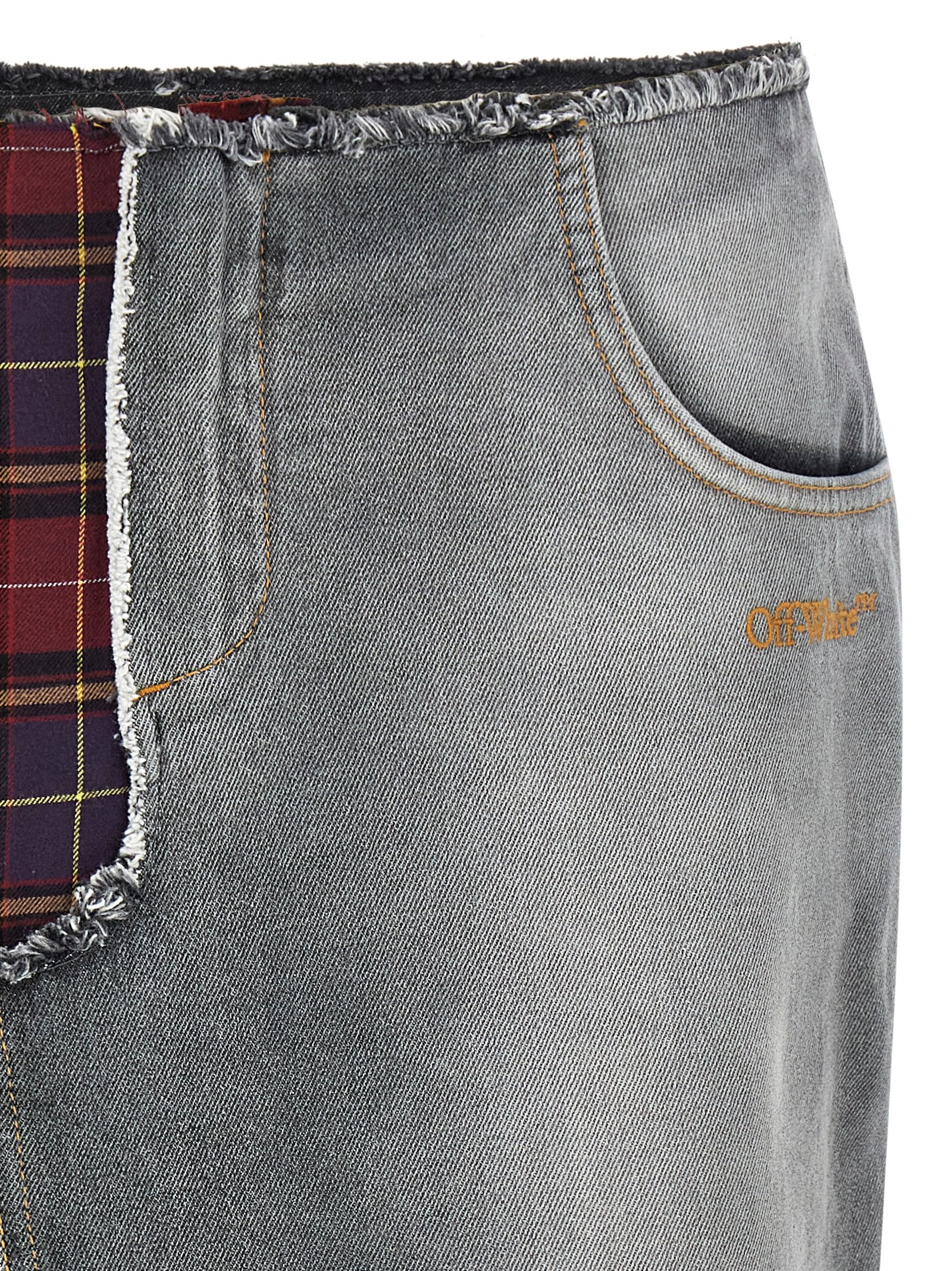 Off-White Multicolor Cotton Midi Women's Skirt