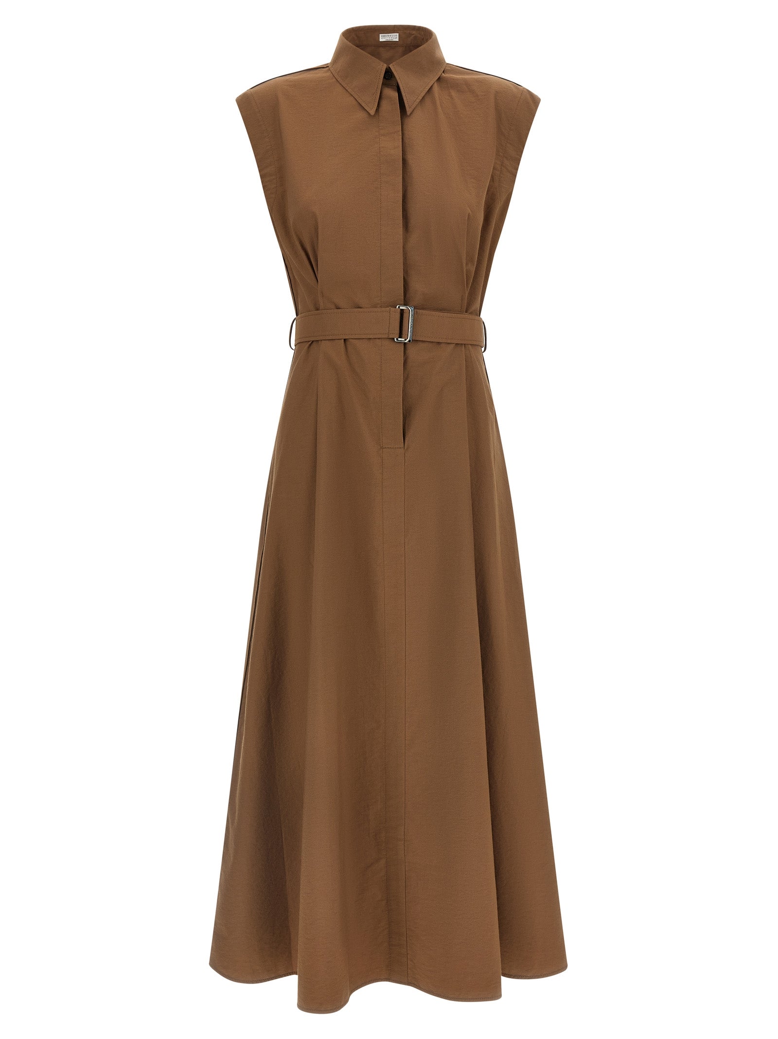 Brunello Cucinelli Brown Cotton Midi Women's Dress