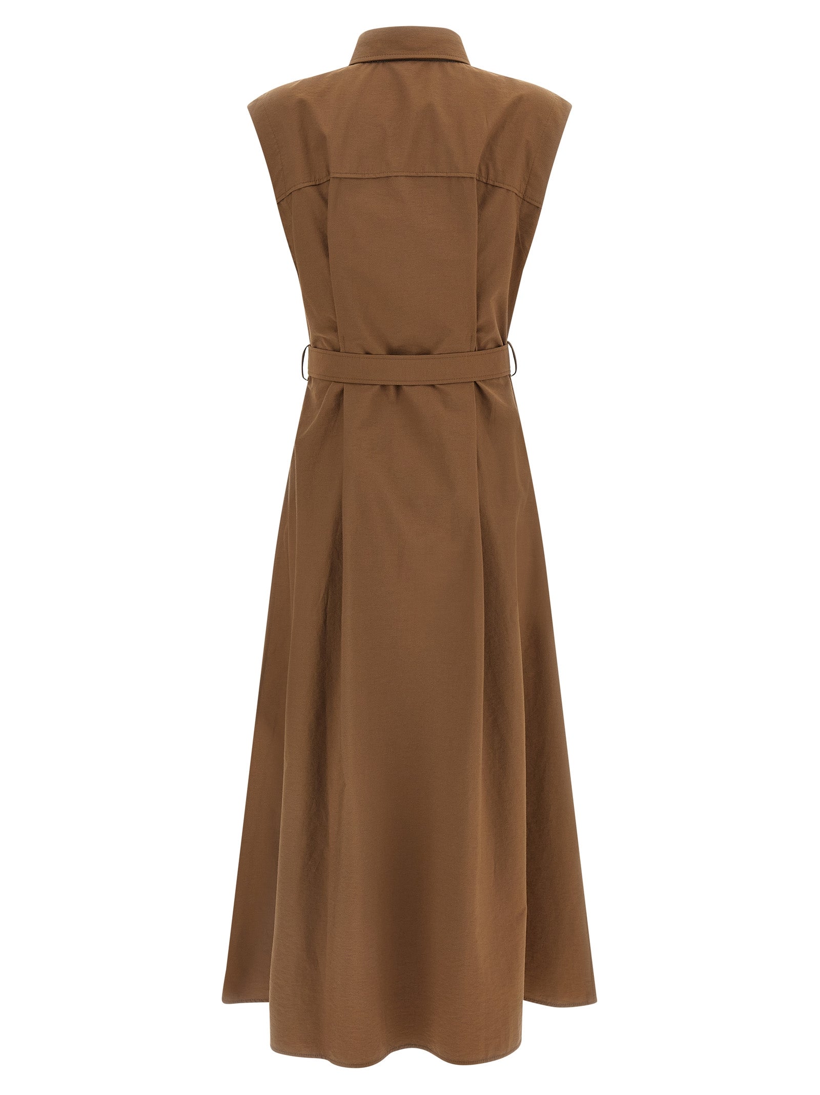 Brunello Cucinelli Brown Cotton Midi Women's Dress