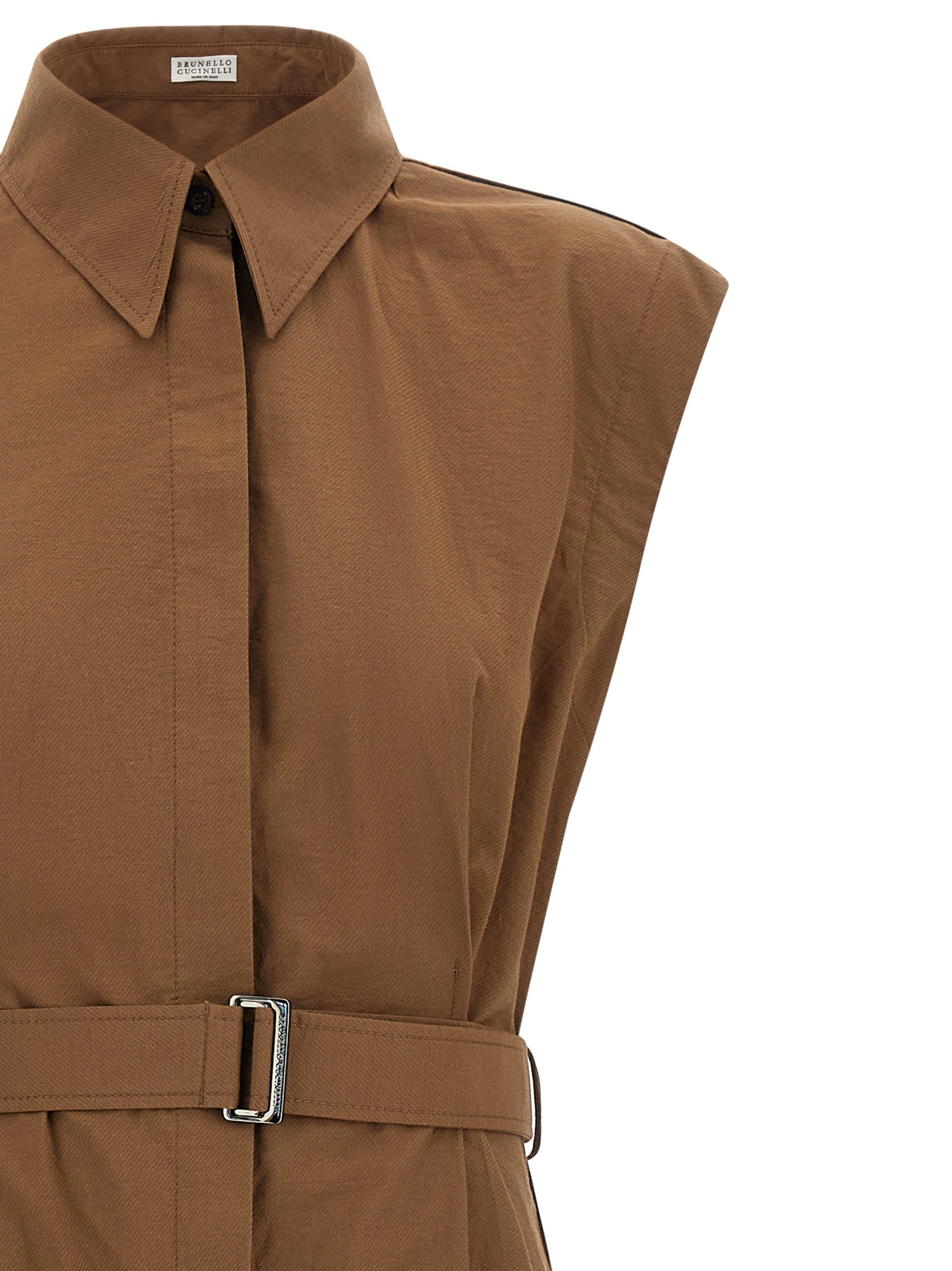 Brunello Cucinelli Brown Cotton Midi Women's Dress