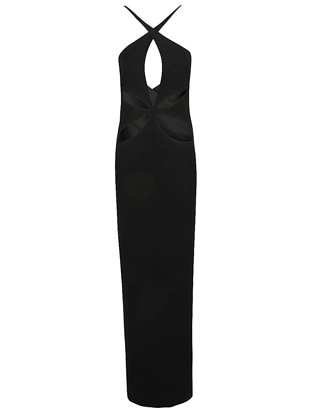 Monot Pre Women's Cut-Out Detail Silk Crepe Long Dress 2 / Black