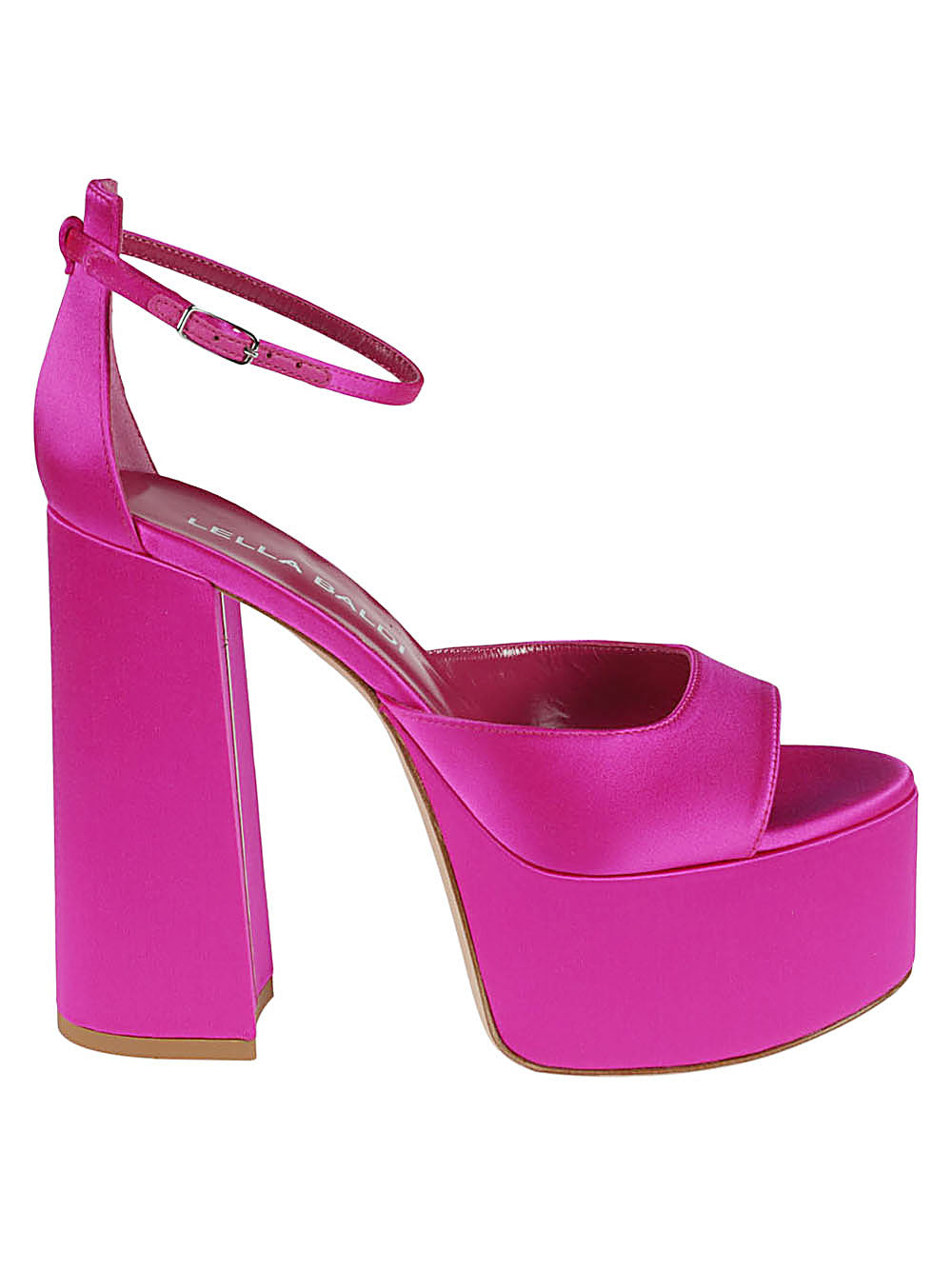Lella Baldi Women's Fuchsia Satin Platform Sandals