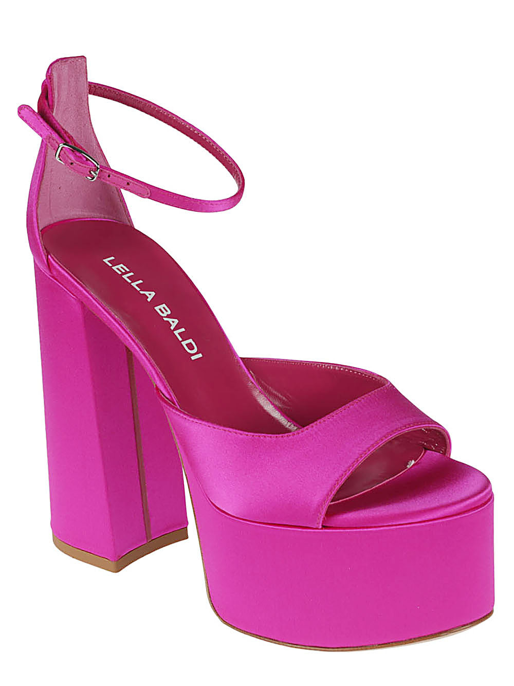 Lella Baldi Women's Fuchsia Satin Platform Sandals