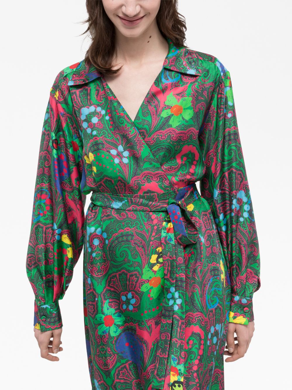 Az Factory Pre Women's Paisley Print Long Wrap Dress