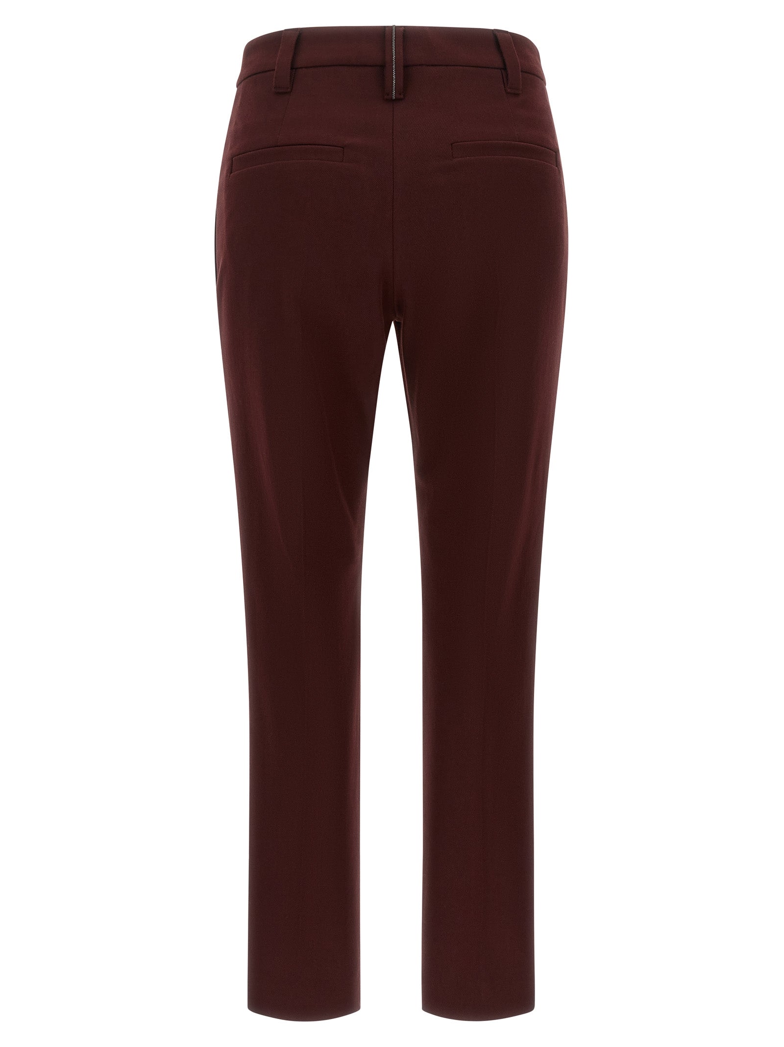 Brunello Cucinelli Bordeaux Cotton Casual Women's Pants