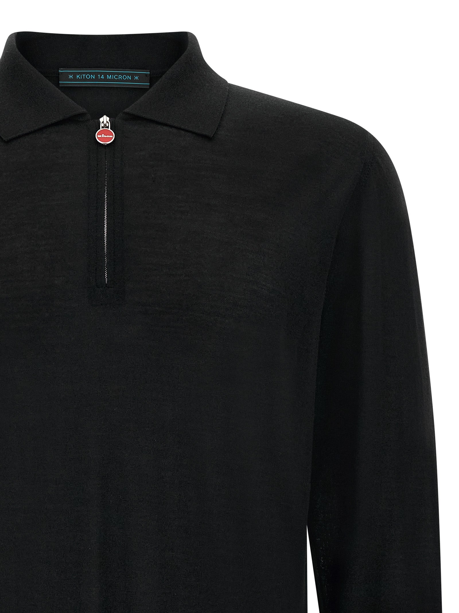 Kiton Black Wool Polo Men's Shirt
