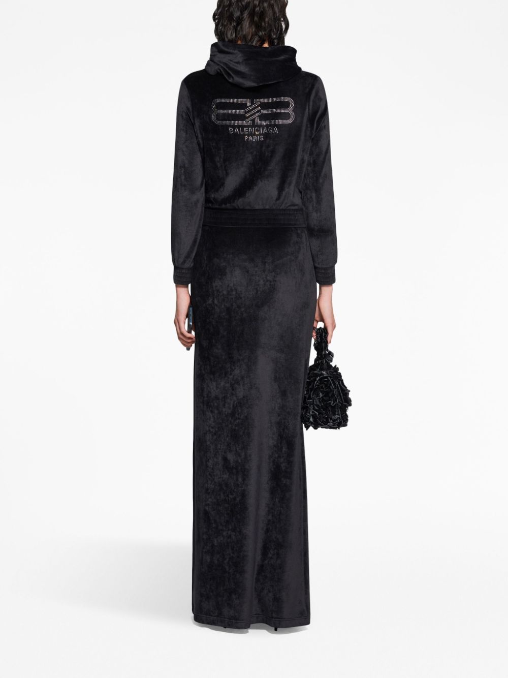 Balenciaga Women's Crystal Embellished Velvet Zip-Up Hoodie