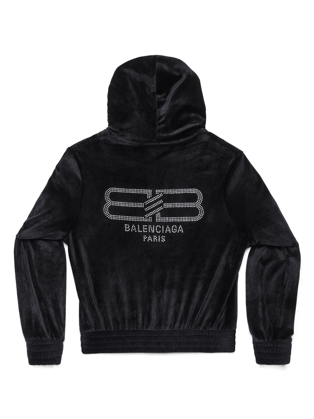 Balenciaga Women's Crystal Embellished Velvet Zip-Up Hoodie