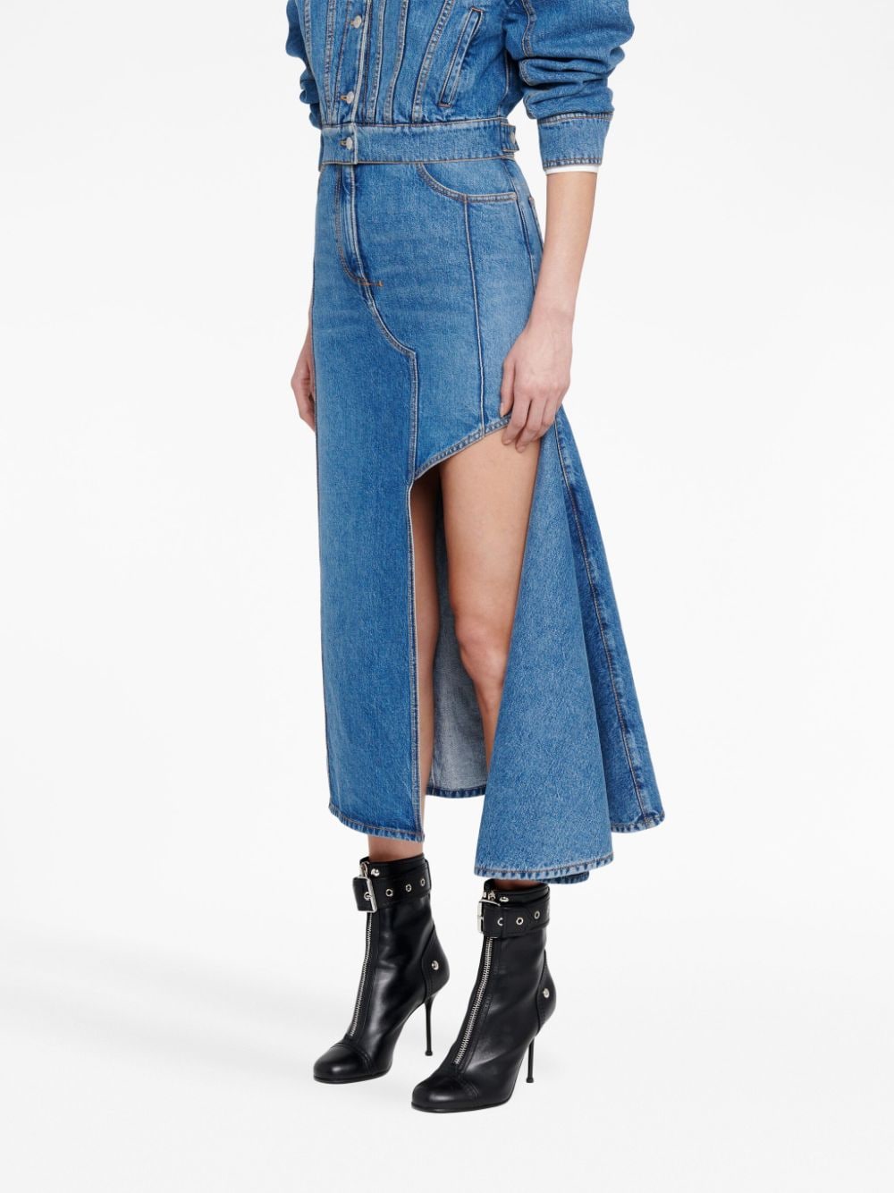 Alexander Mcqueen Women's Denim Midi Skirt