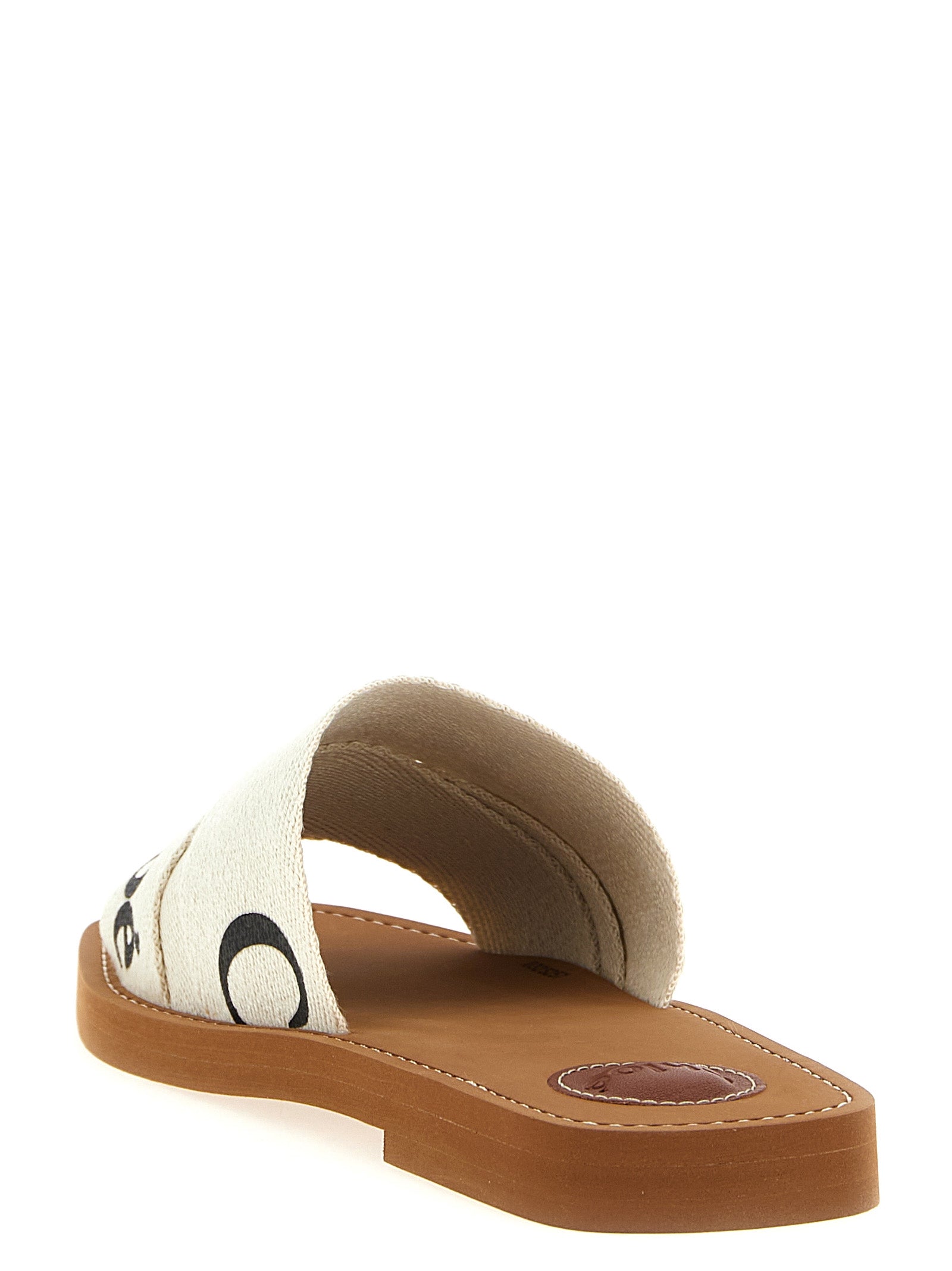 Chloé White Linen Flat Women's Sandals