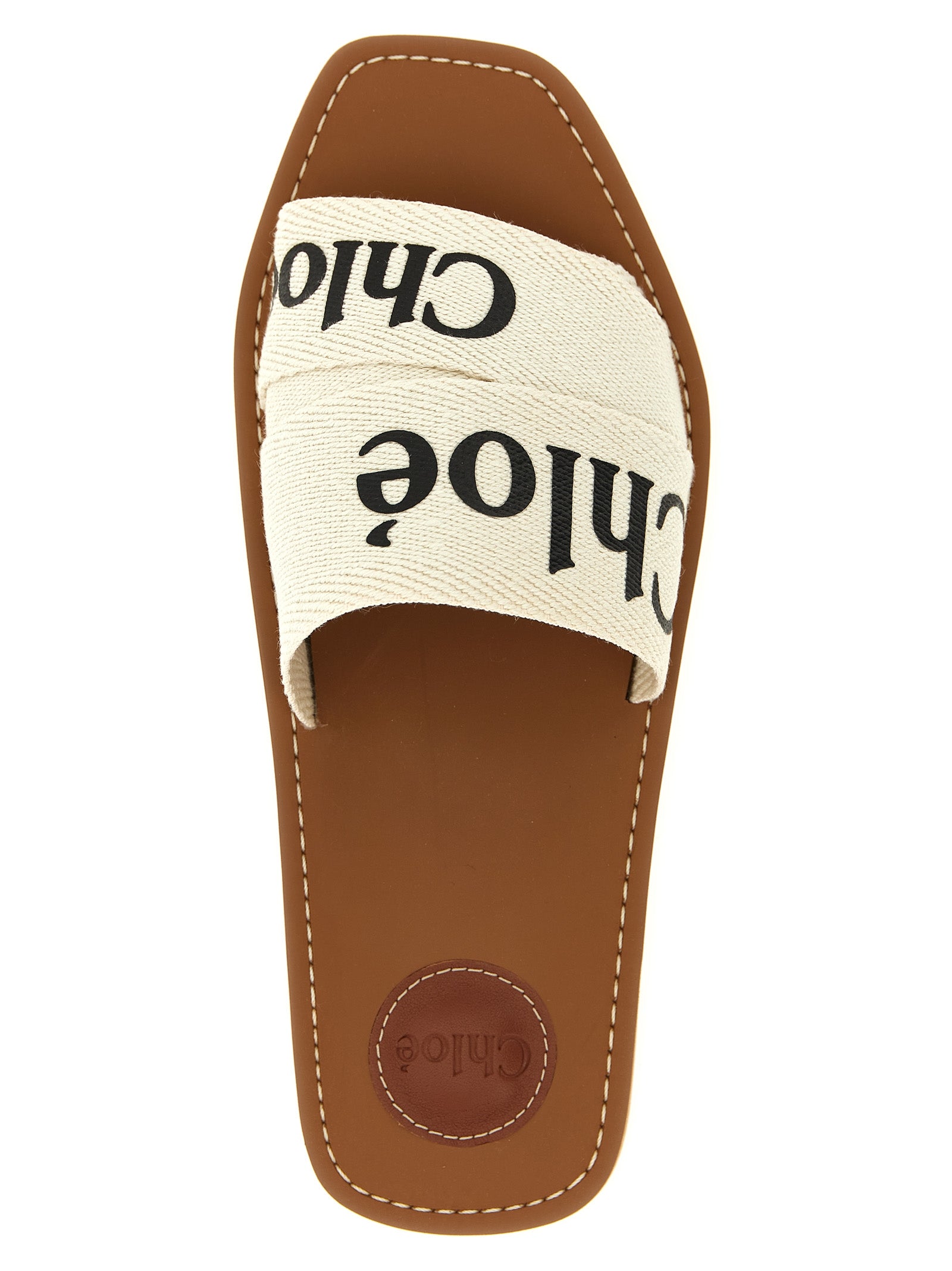 Chloé White Linen Flat Women's Sandals