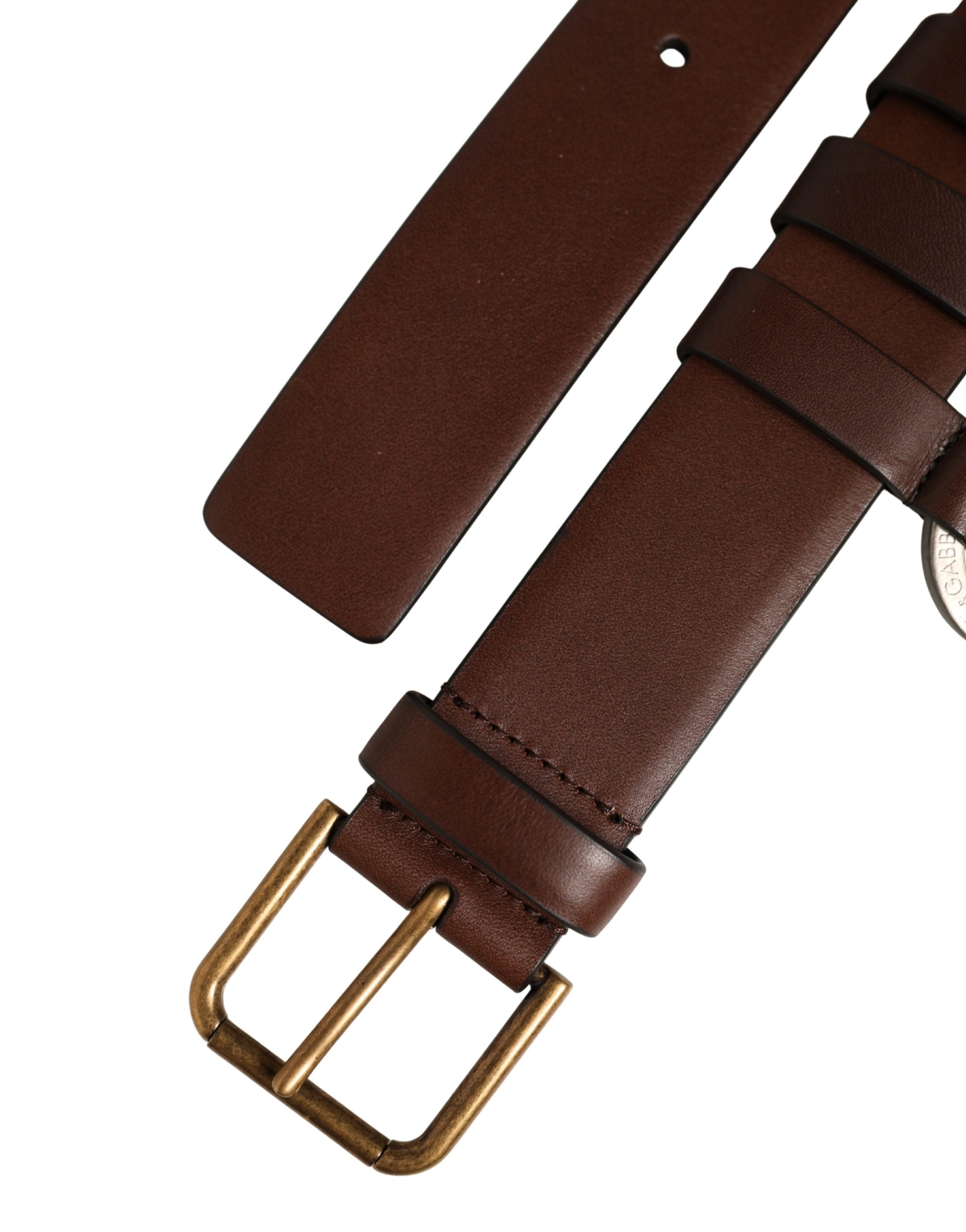 Dolce & Gabbana Men Brown Leather Gold Buckle Carabine Men's Belt
