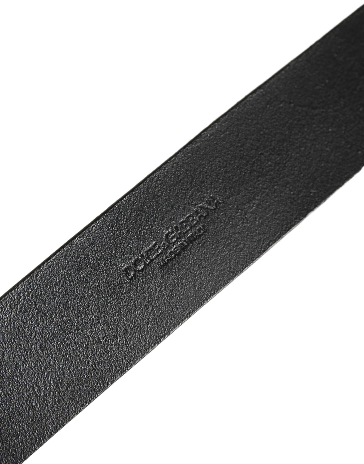 Dolce & Gabbana Black Leather Brushed Metal Buckle Men Men's Belt