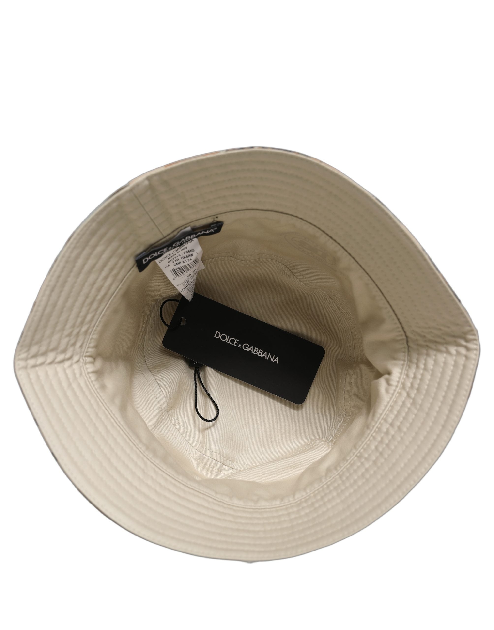 Dolce & Gabbana Men Beige Floral Wide Brim Bucket Capello Men's Hat