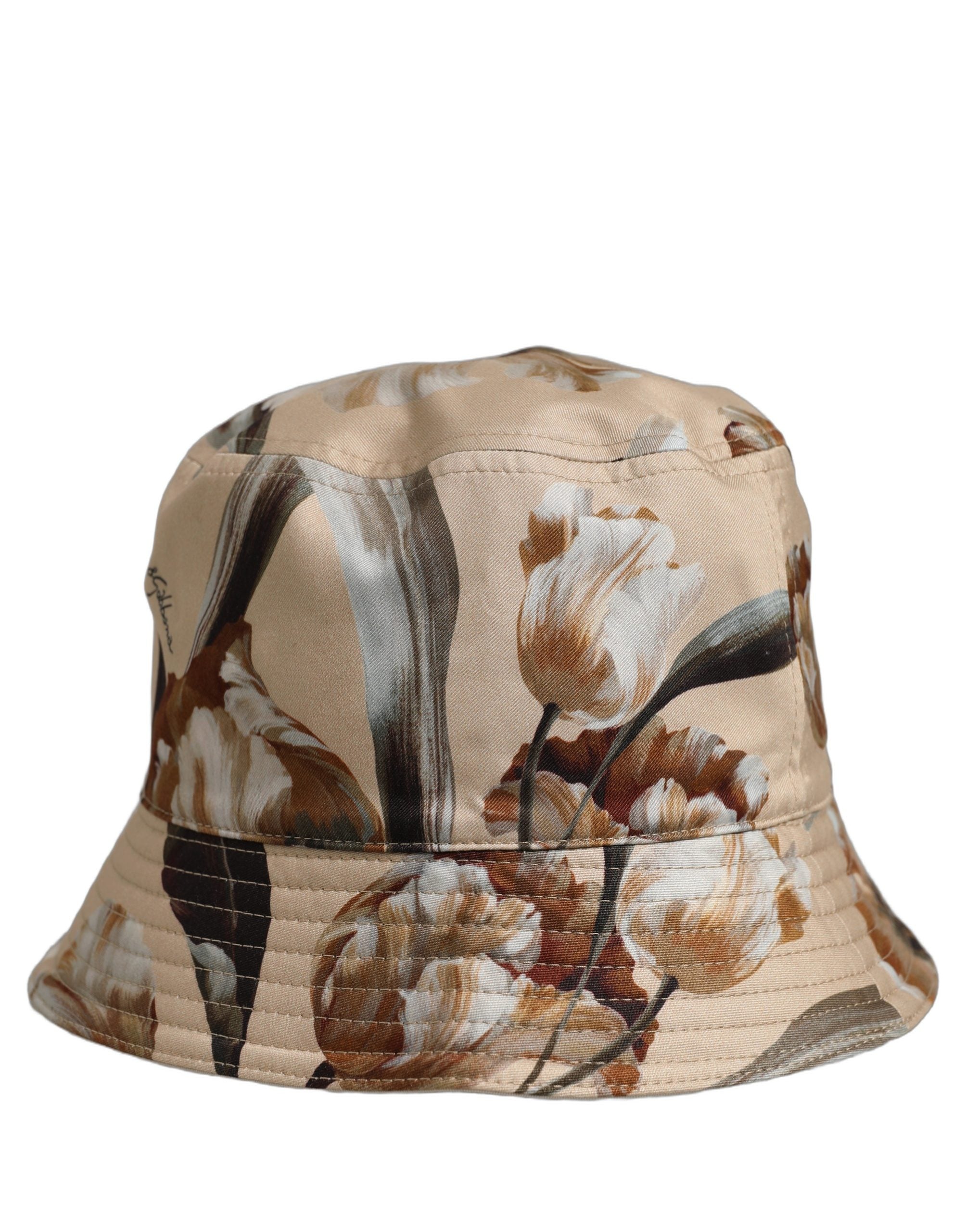 Dolce & Gabbana Men Beige Floral Wide Brim Bucket Capello Men's Hat