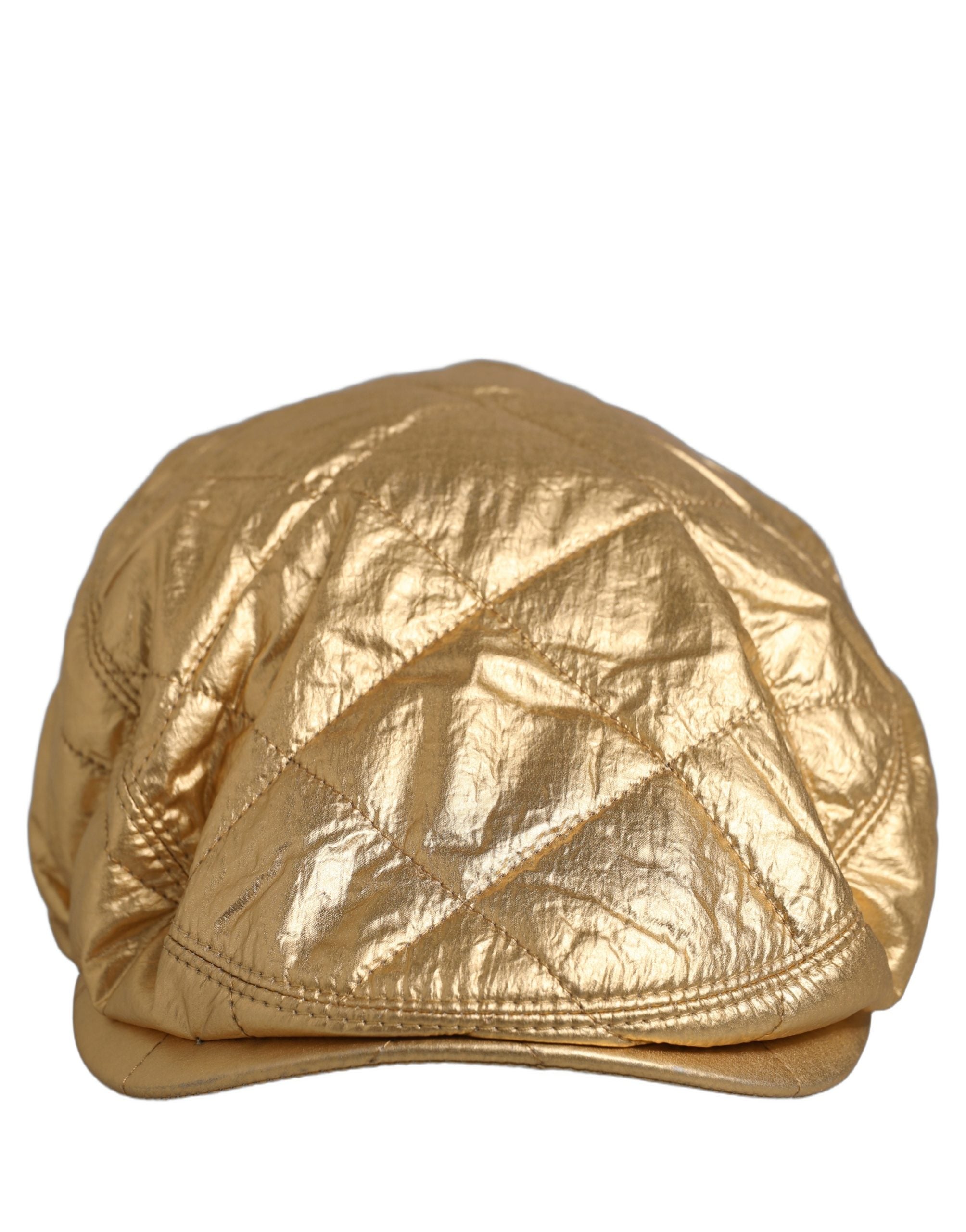 Dolce & Gabbana Men Gold Wide Quilted Newsboy Capello Men's Hat