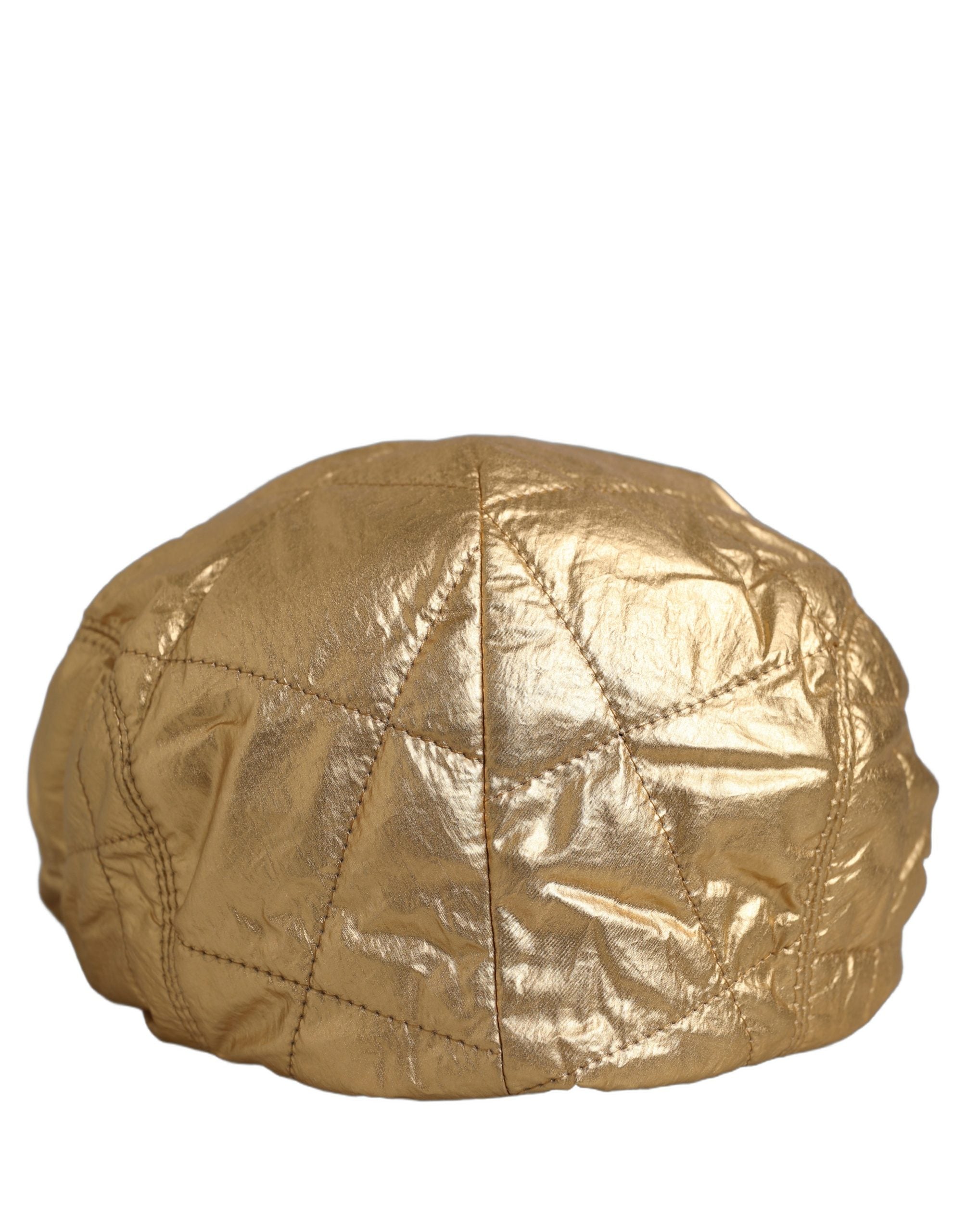 Dolce & Gabbana Men Gold Wide Quilted Newsboy Capello Men's Hat