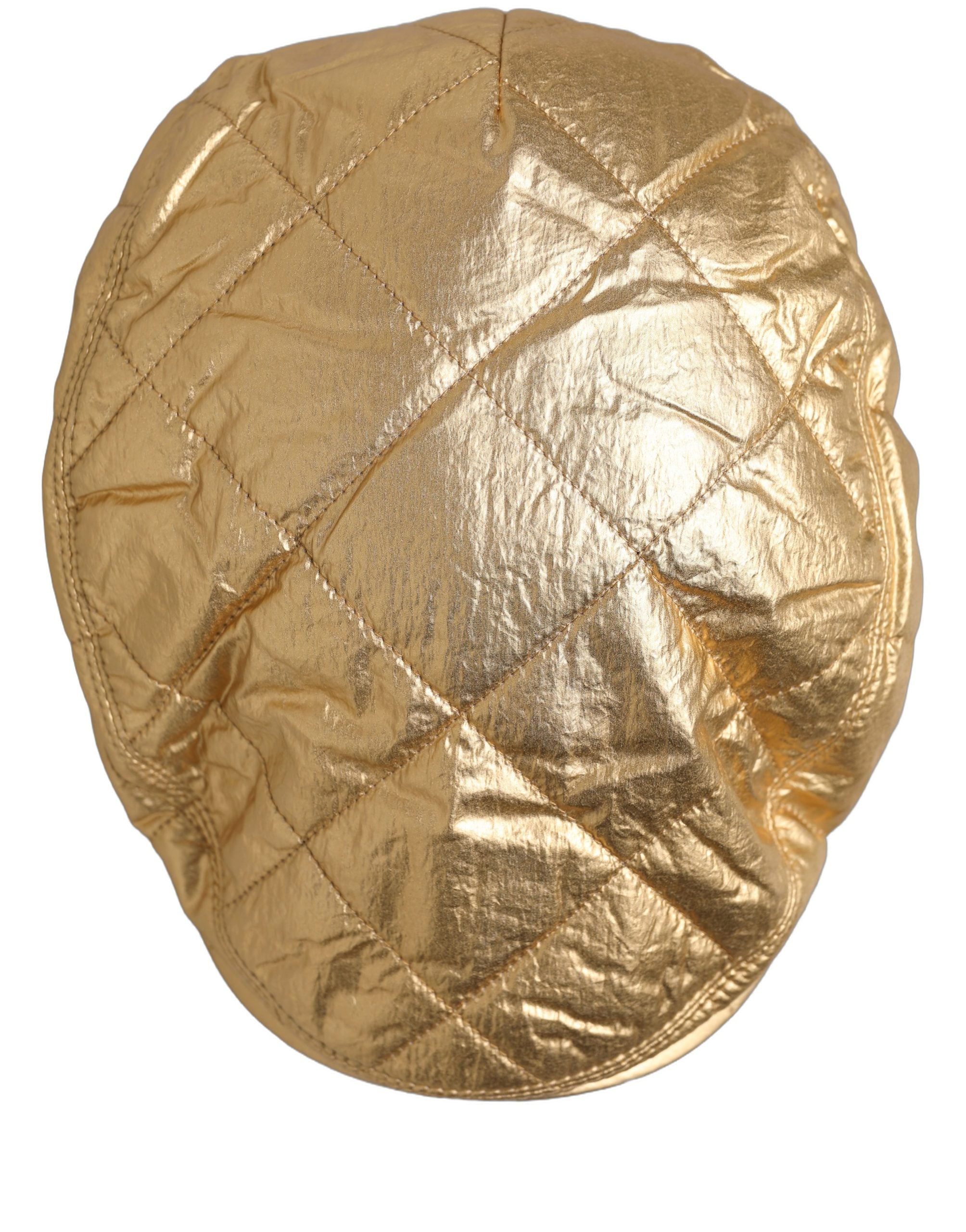 Dolce & Gabbana Men Gold Wide Quilted Newsboy Capello Men's Hat