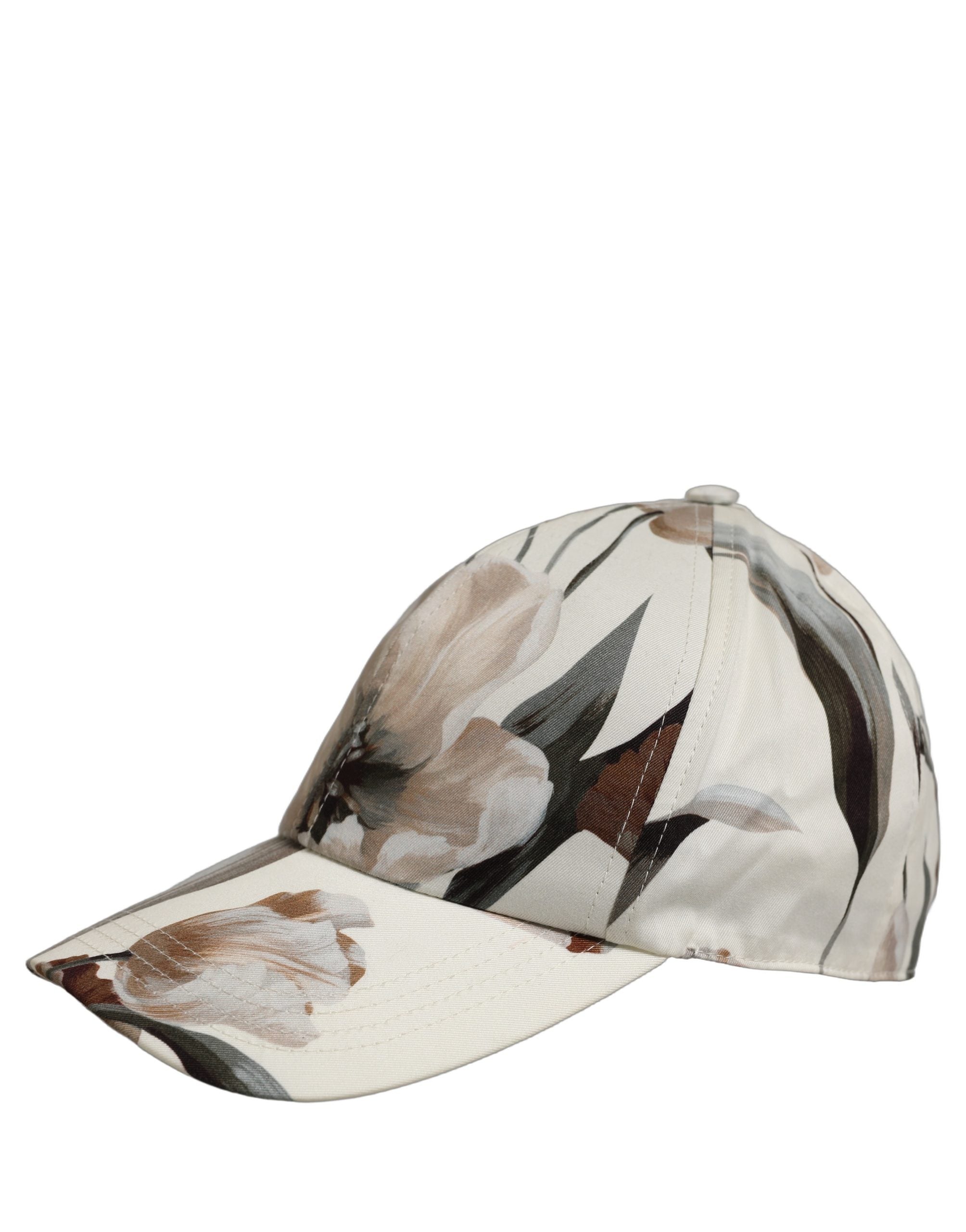 Dolce & Gabbana Men Beige Floral Cotton Baseball Capello Men's Hat