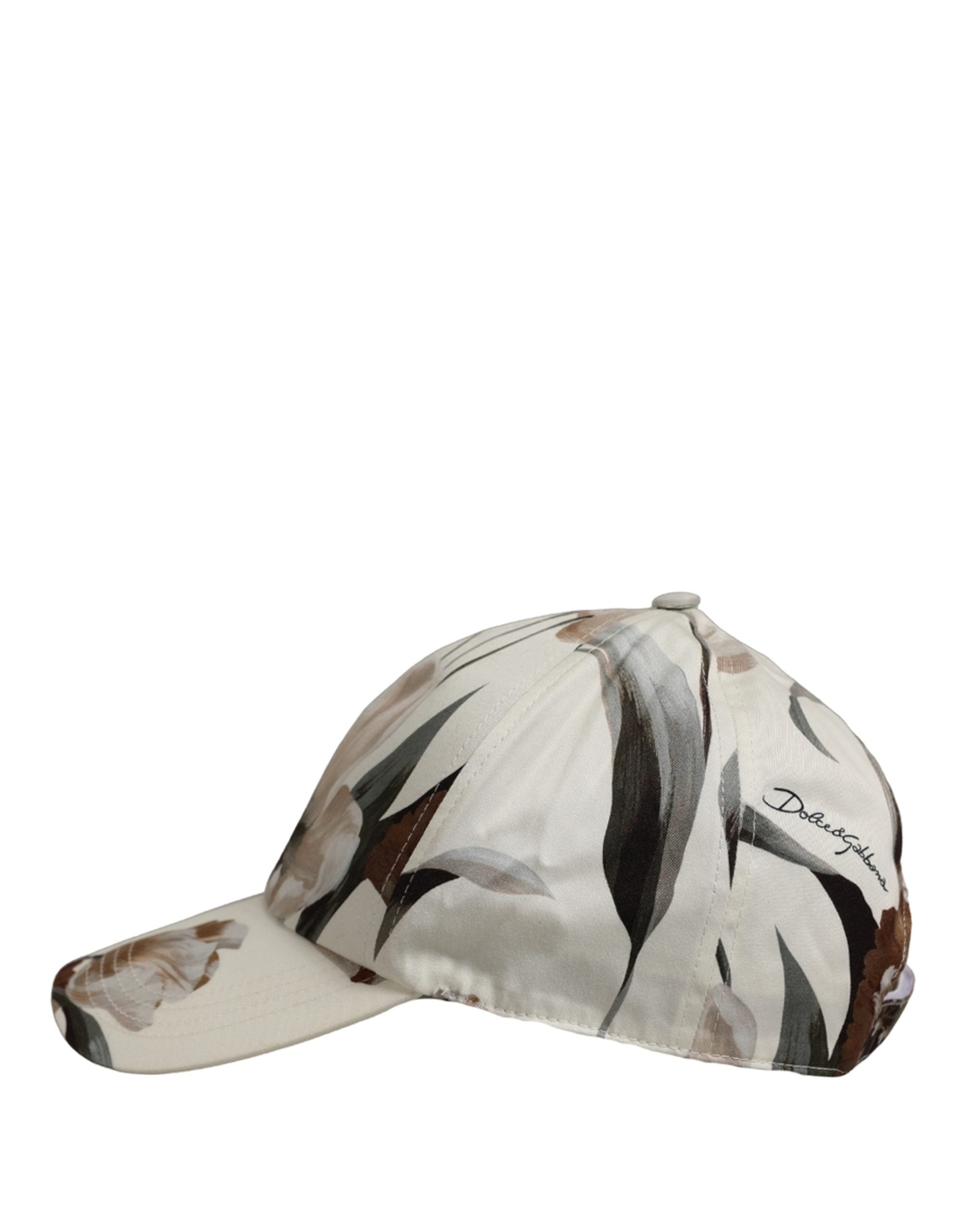Dolce & Gabbana Men Beige Floral Cotton Baseball Capello Men's Hat
