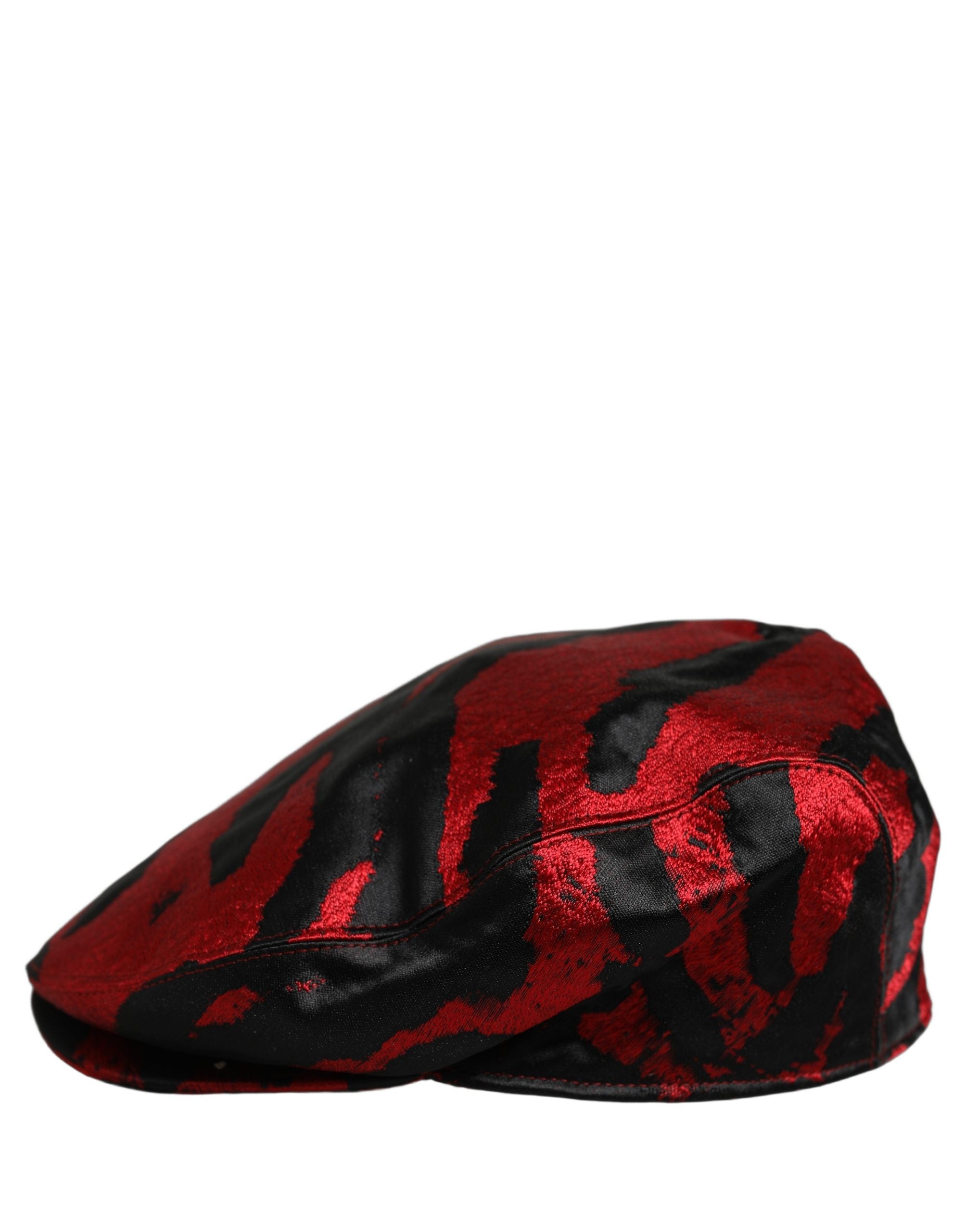 Dolce & Gabbana Men Red Black Stripe Cotton Newsboy Capello Men's Hat