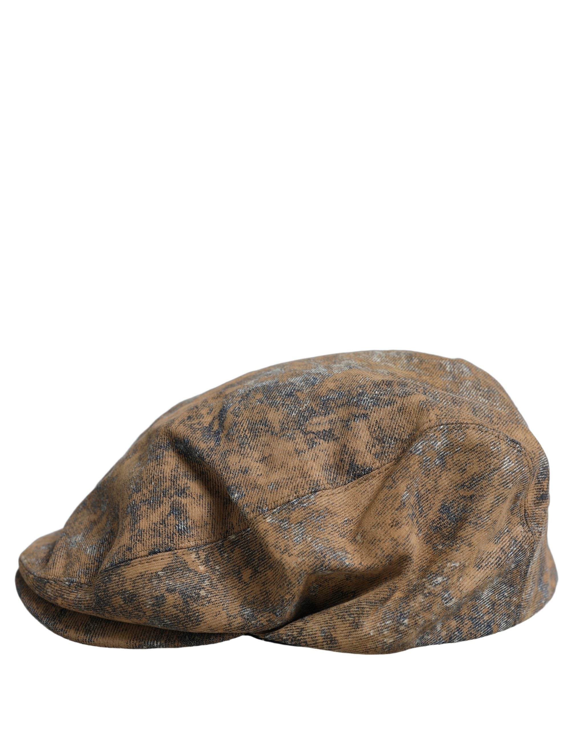 Dolce & Gabbana Men Brown Cotton Newsboy Capello Cabbie Men's Hat